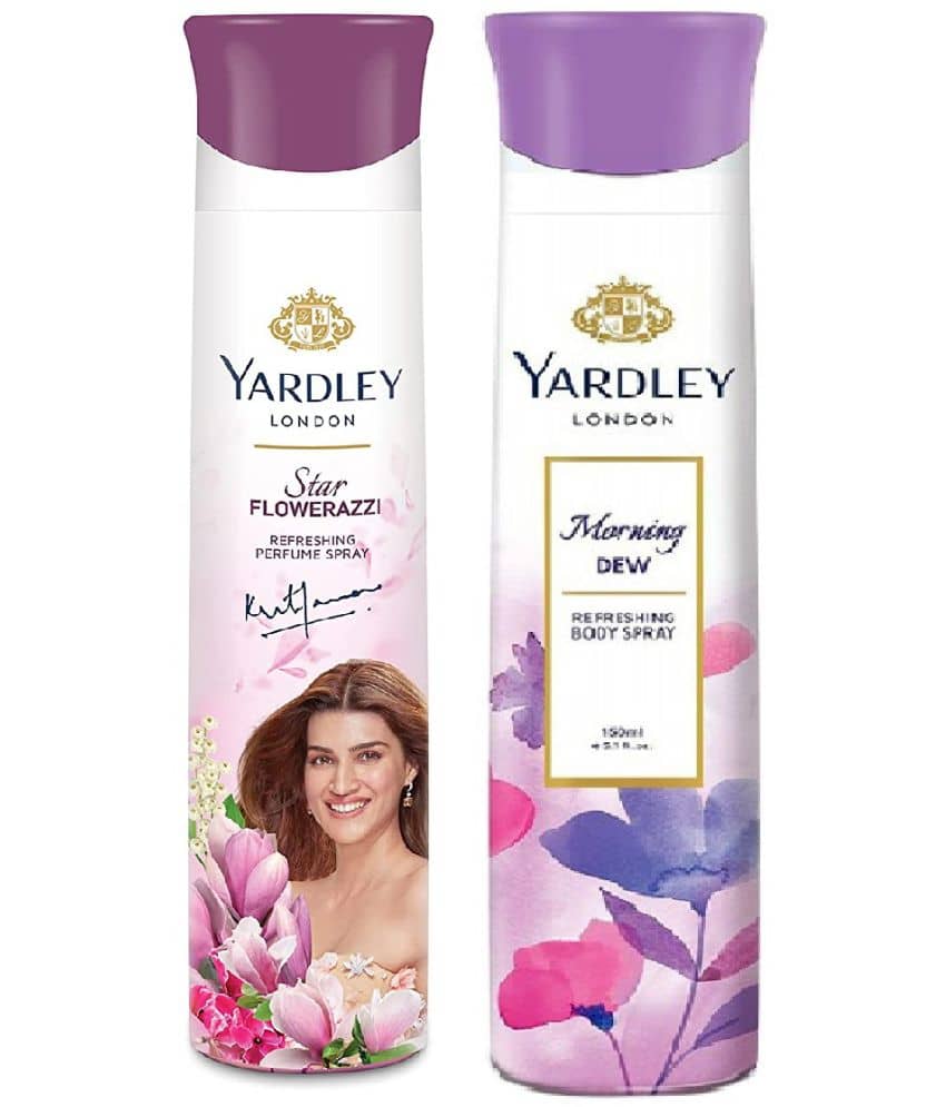 Yardley London - 1 FLAWERAZZI &1MORNING DEW 150ML EACH Deodorant Spray for Men,Women 300 ml ( Pack of 2 )