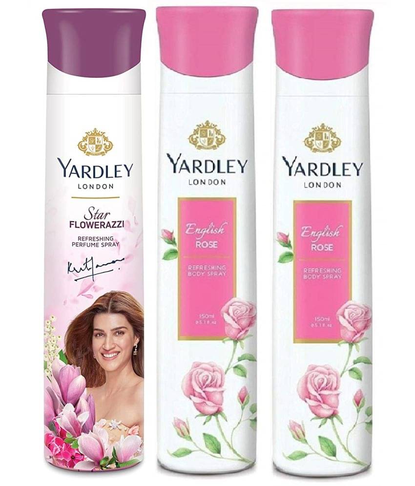     			Yardley London - 1 FLAWERAZZI 2 ENGLISH ROSE 150ML EACH , Deodorant Spray for Women 450 ml ( Pack of 3 )