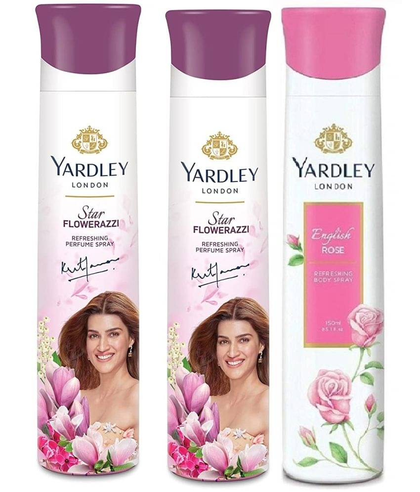     			Yardley London - 2 FLAWERAZZI 1 ENGLISH ROSE 150ML EACH, Deodorant Spray for Women 450 ml ( Pack of 3 )