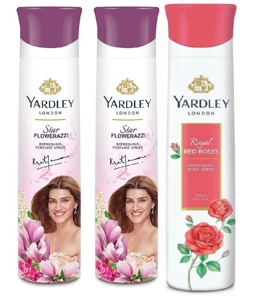     			Yardley London - 2 FLAWERAZZI & 1ROSE  150ML EACH Deodorant Spray for Men,Women 450 ml ( Pack of 3 )