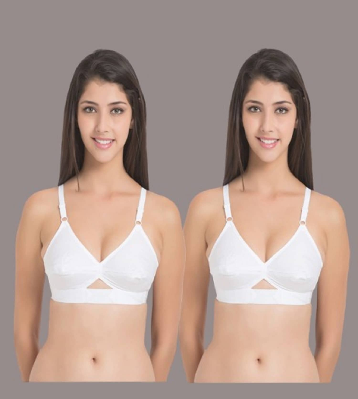 Zourt Pack of 2 Cotton Non Padded Women's Everyday Bra ( White )