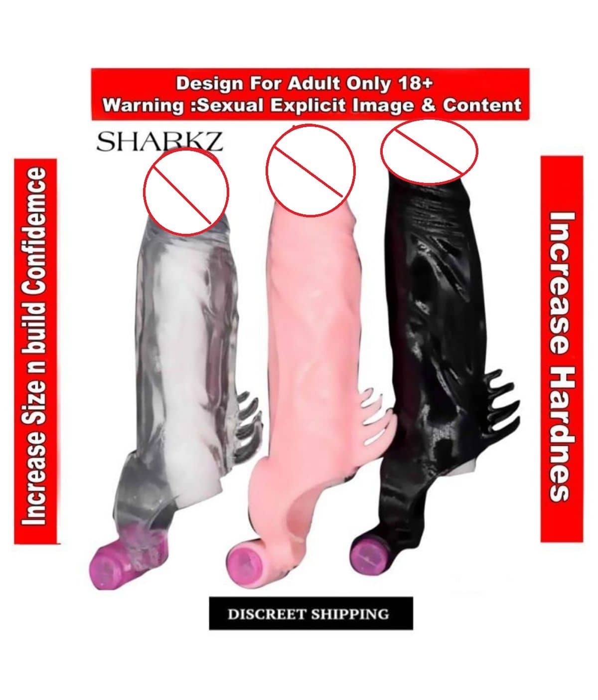 Kamahouse Sex Toys Sh@rk Vibrating Penis Sleeve Extender Reusable Cock Ring and Penis Sleeves Dildo Realistic