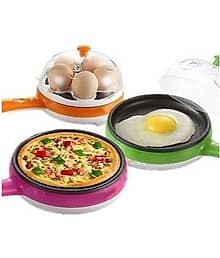 2 In 1 Multifunctional Steaming Device Frying Pan Egg Boiling Roasting Heating Electric Egg Cooker Poacher Boiler - EGBOR