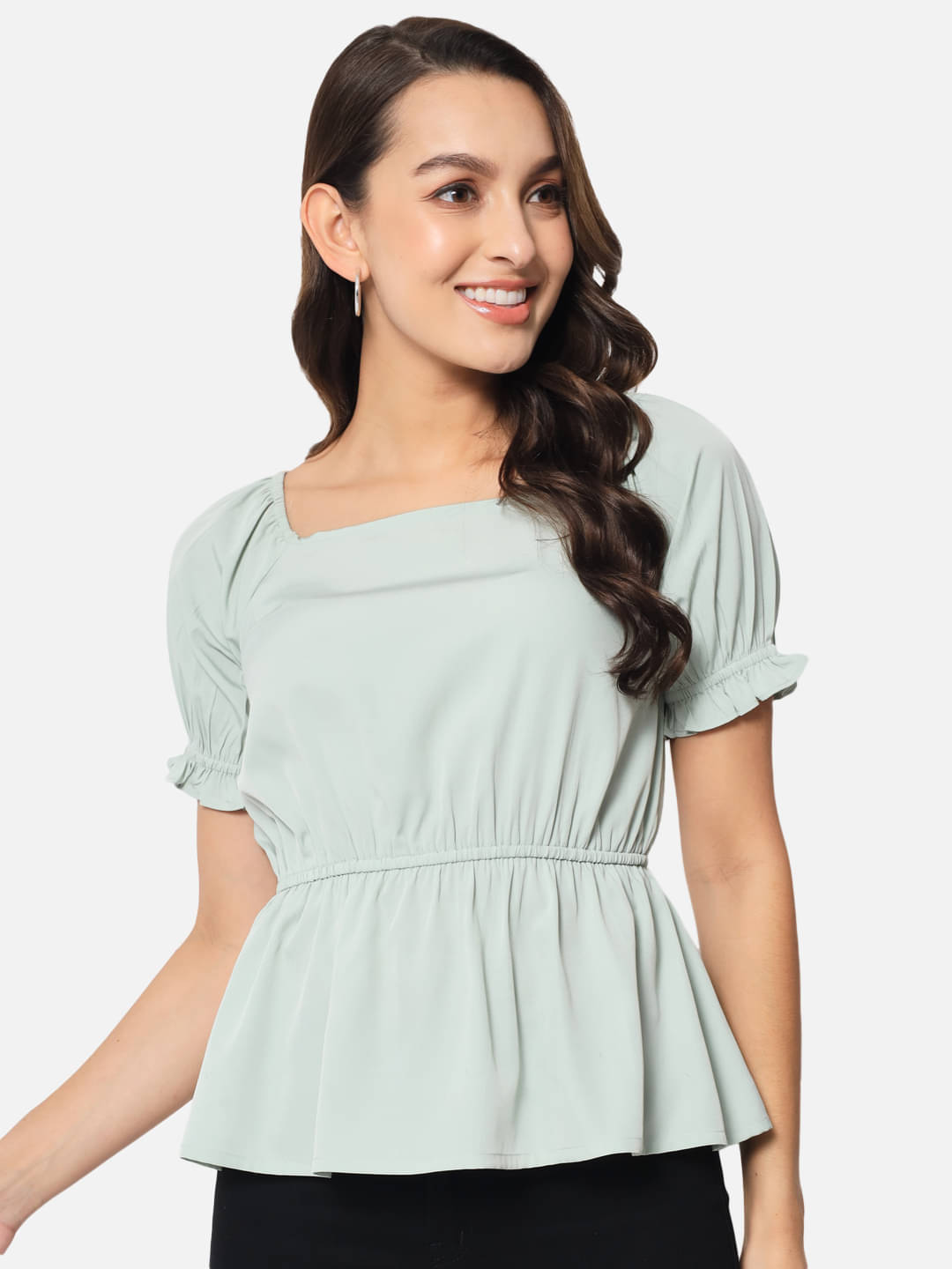     			ALL WAYS YOU Women's Polyester Peplum Top ( Green )