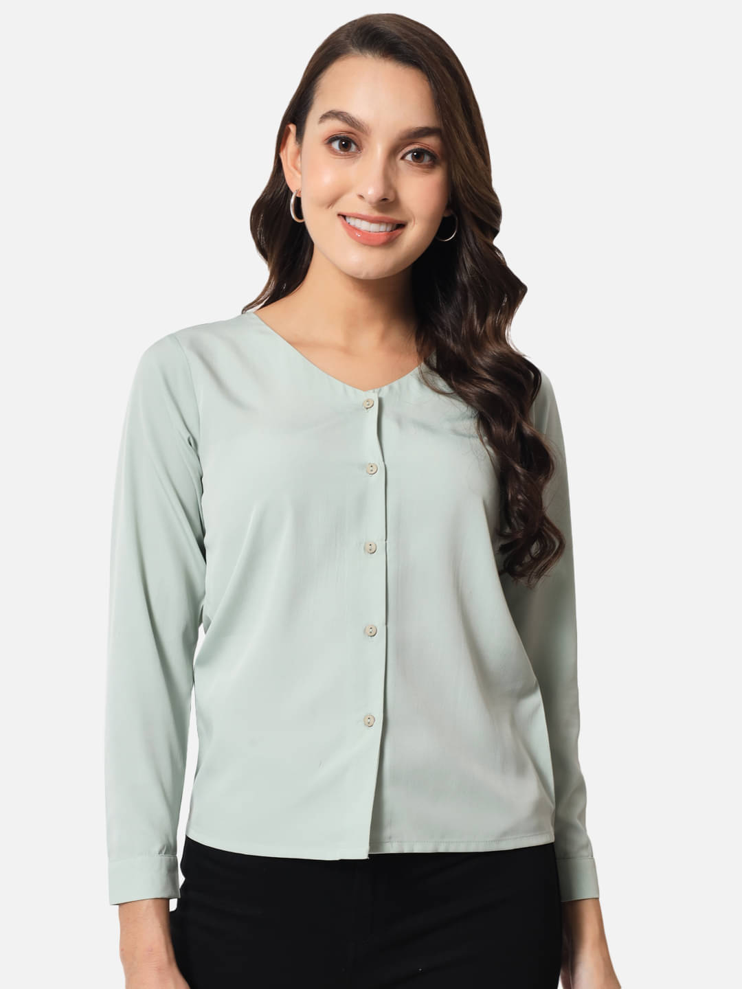     			ALL WAYS YOU Women Solid Polyester Shirt ( Green )