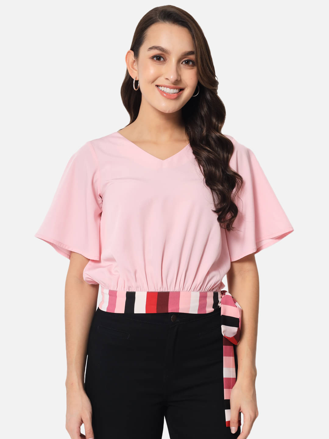 ALL WAYS YOU Women's Polyester Drawstring Top ( Pink ) ALL WAYS YOU Women's Polyester Drawstring Top ( Pink )