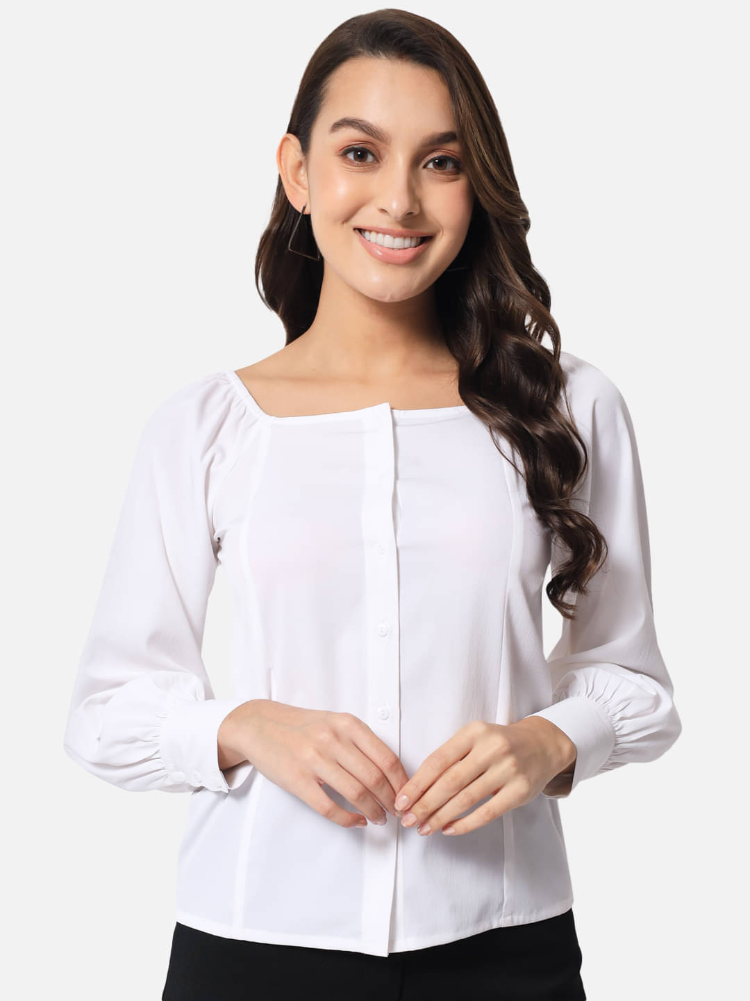 ALL WAYS YOU Women Solid Polyester Shirt ( White )     			ALL WAYS YOU Women Solid Polyester Shirt ( White )