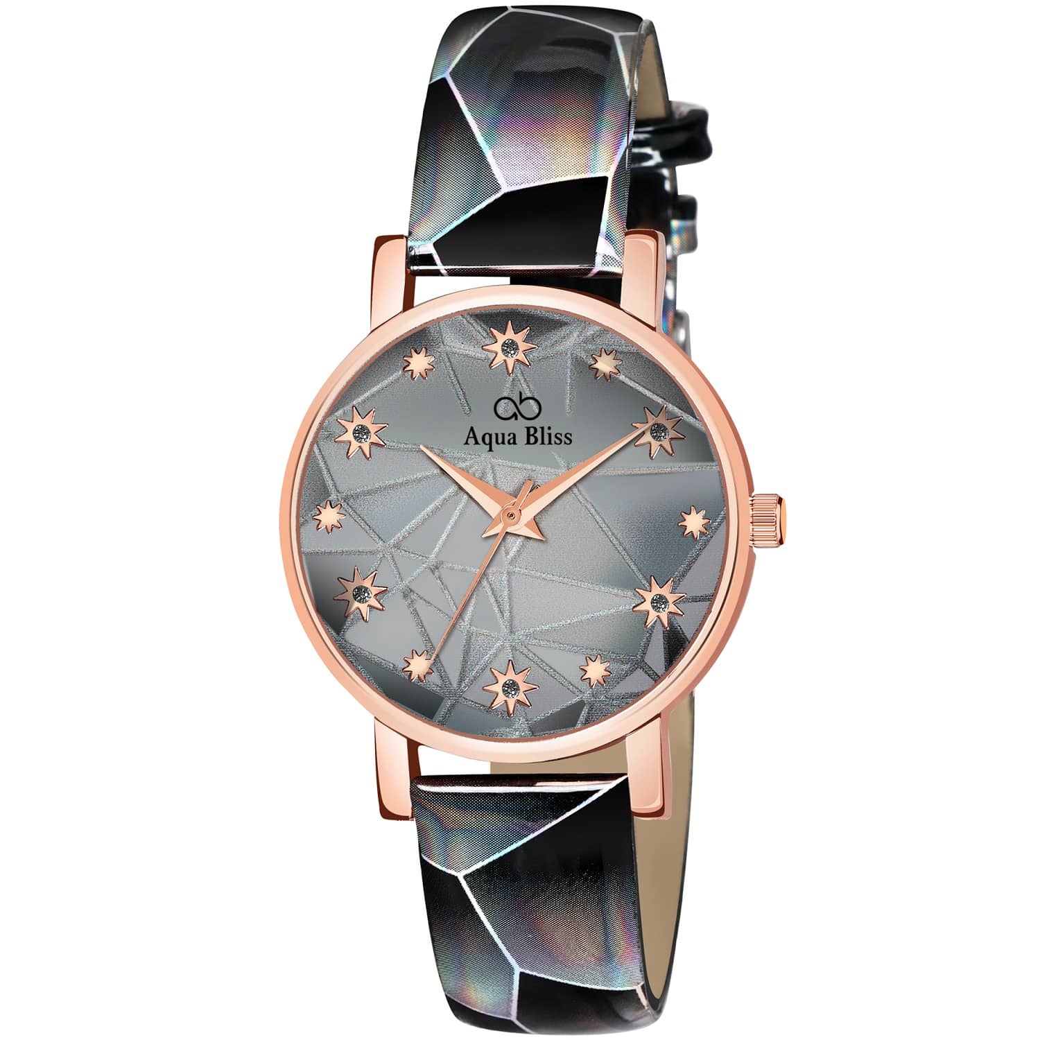AQUA BLISS - Black Leather Analog Womens Watch