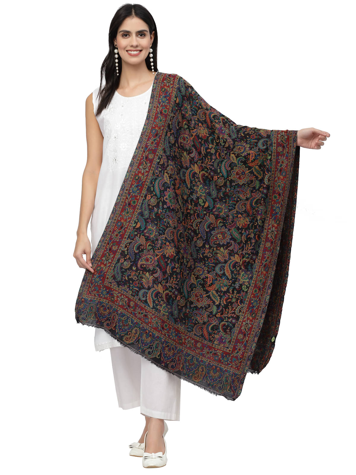 Anekaant Black Self Design Shawl - ( Pack of 1 ) Anekaant Black Self Design Shawl - ( Pack of 1 )