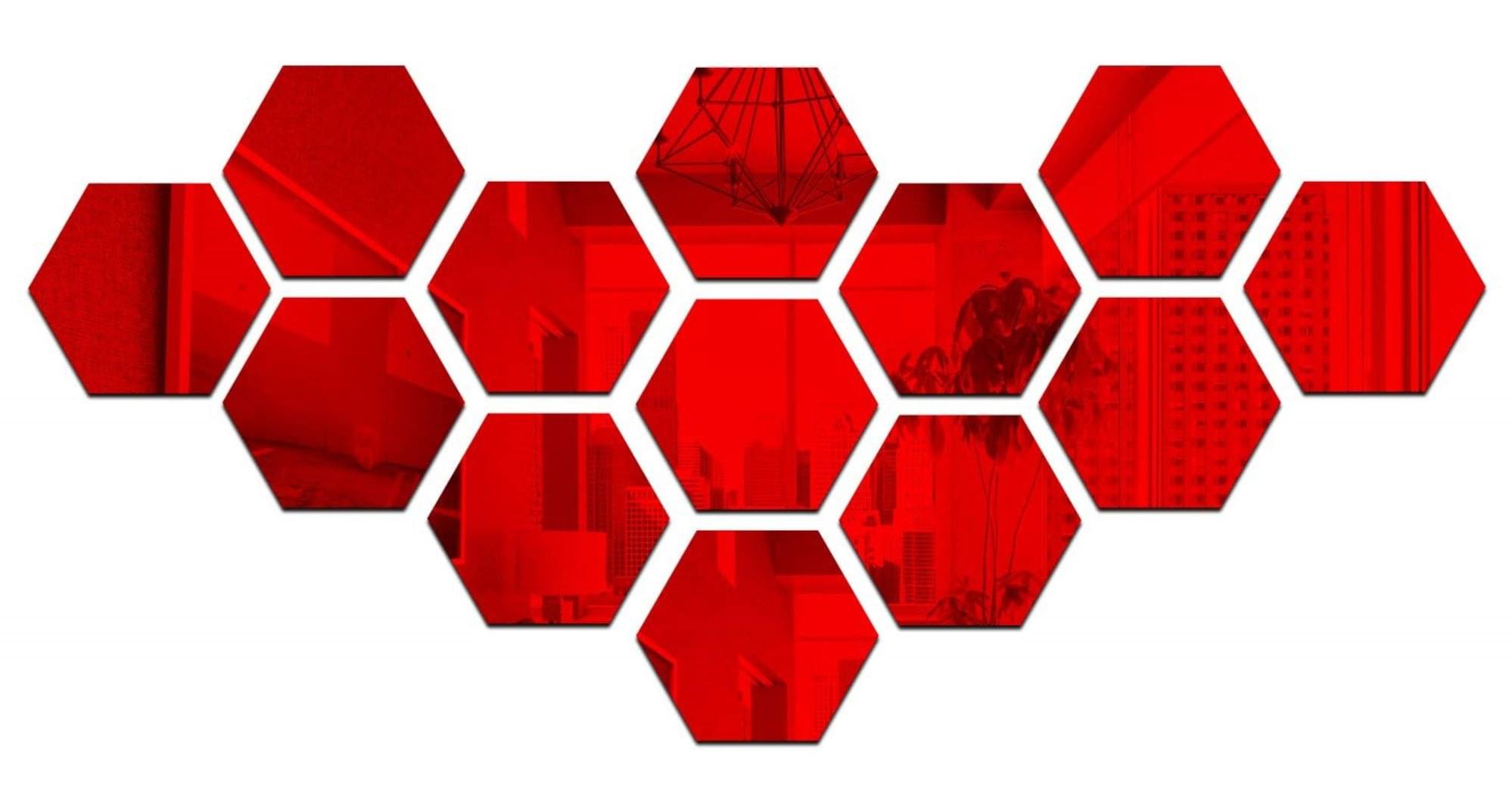     			Asmi Collection 13 Hexogon Self Adhesive Acrylic Mirror Wall Sticker ( 10 x 12 cms )