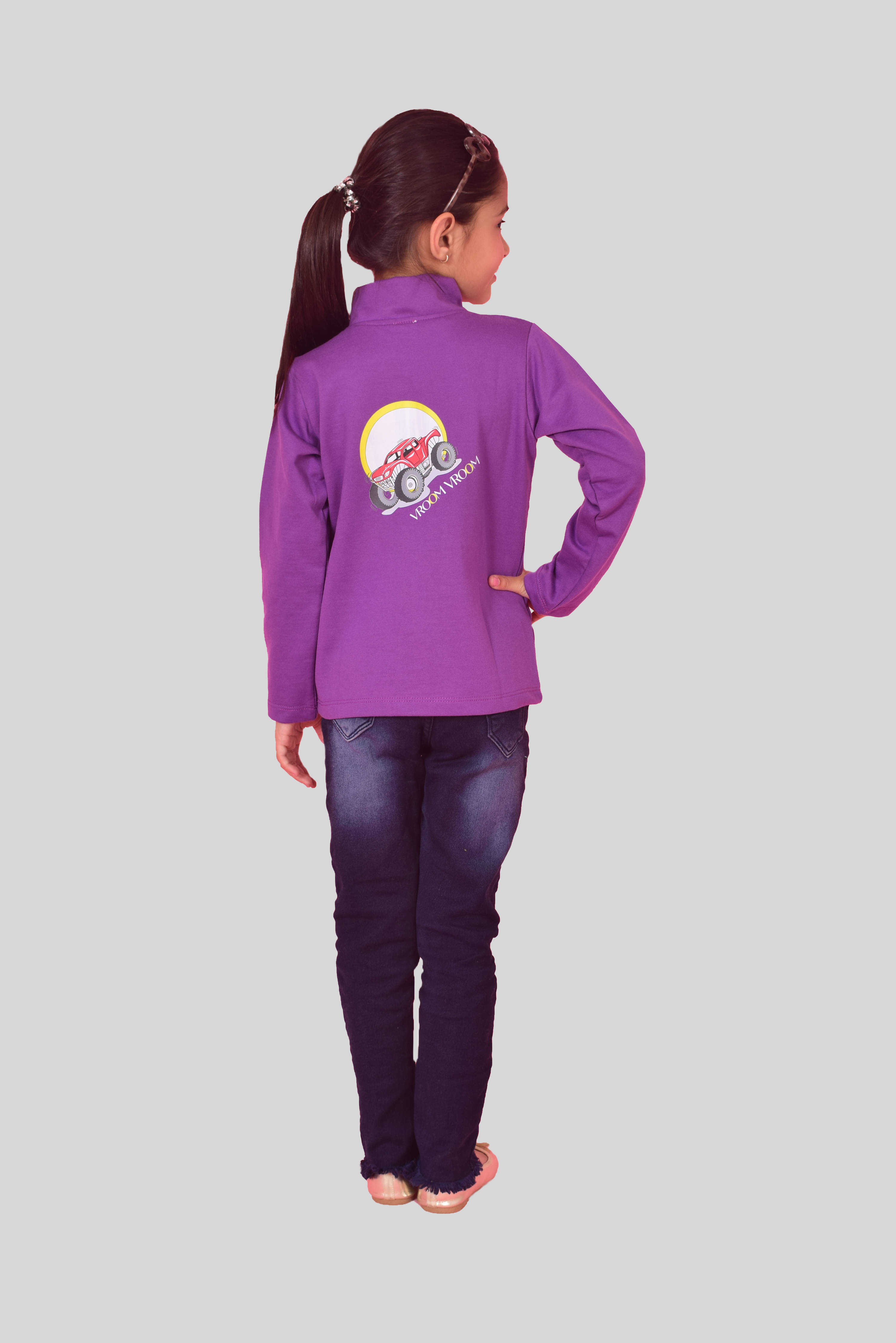     			NUEVOSKIDDOS Single Girls Fleece Sweatshirt ( Purple )