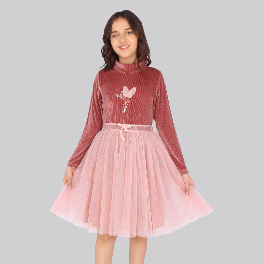 Cutecumber Velvet Frock For Girls ( Pack of 1 , Pink )