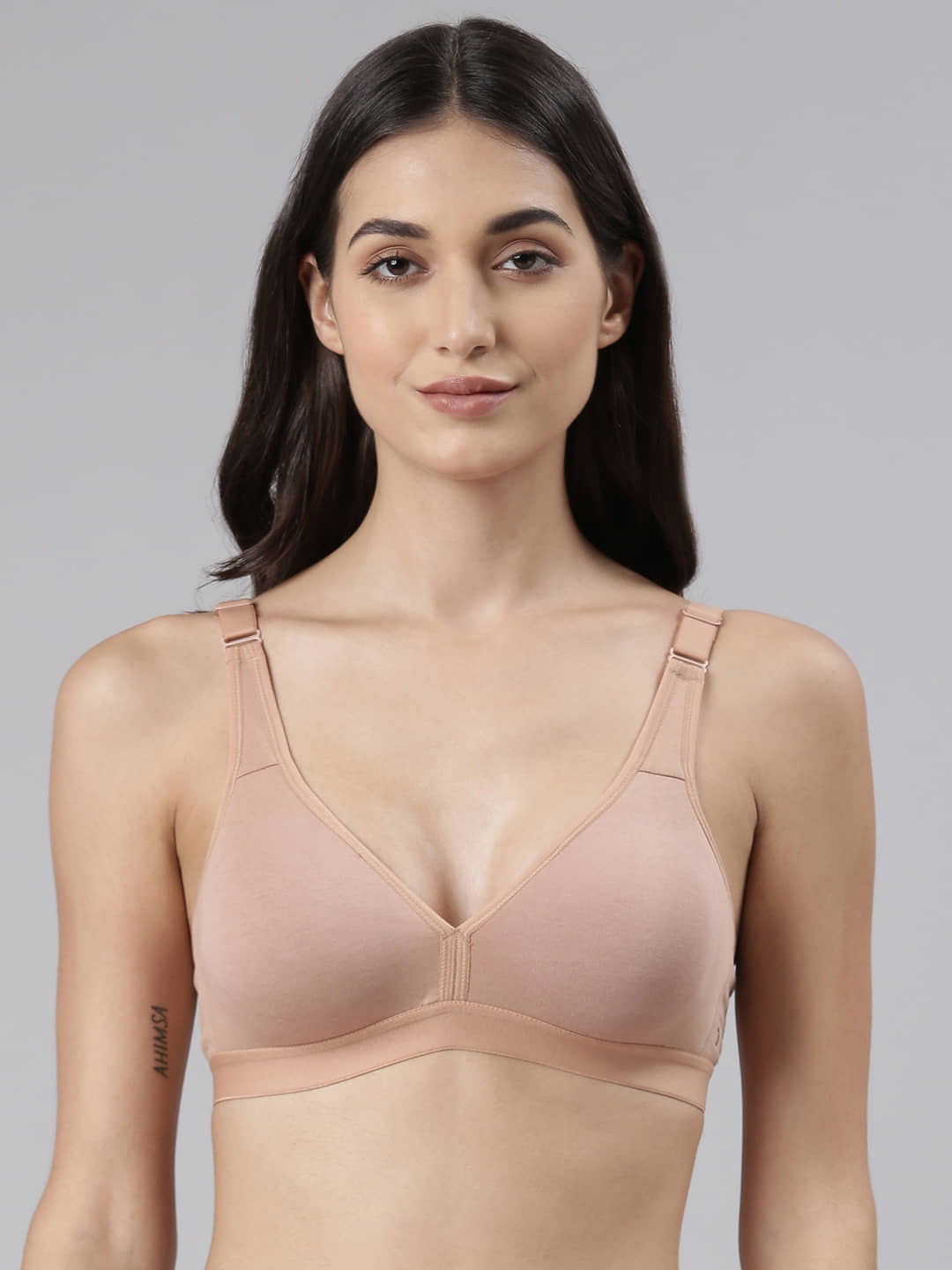 Dollar Missy - Beige Cotton Blend Lightly Padded Women's T-Shirt Bra ( Pack of 1 )