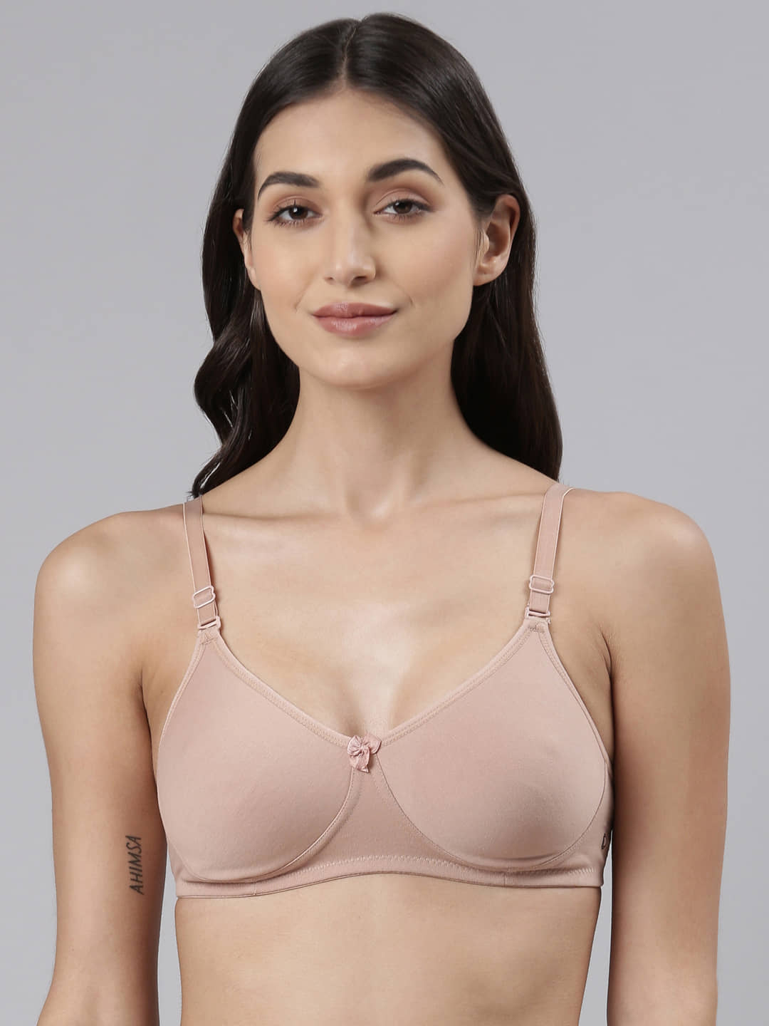 Dollar Missy - Beige Cotton Lightly Padded Women's T-Shirt Bra ( Pack of 1 )