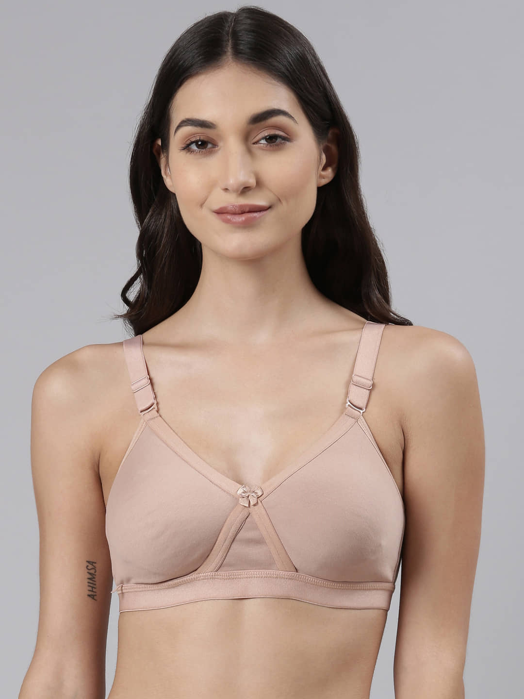 Dollar Missy - Beige Cotton Non Padded Women's T-Shirt Bra ( Pack of 1 )