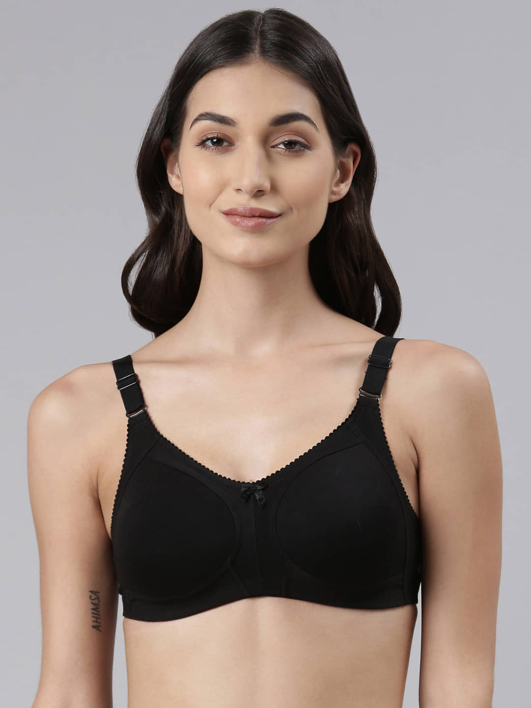Dollar Missy - Black Cotton Blend Non Padded Women's Everyday Bra ( Pack of 1 )