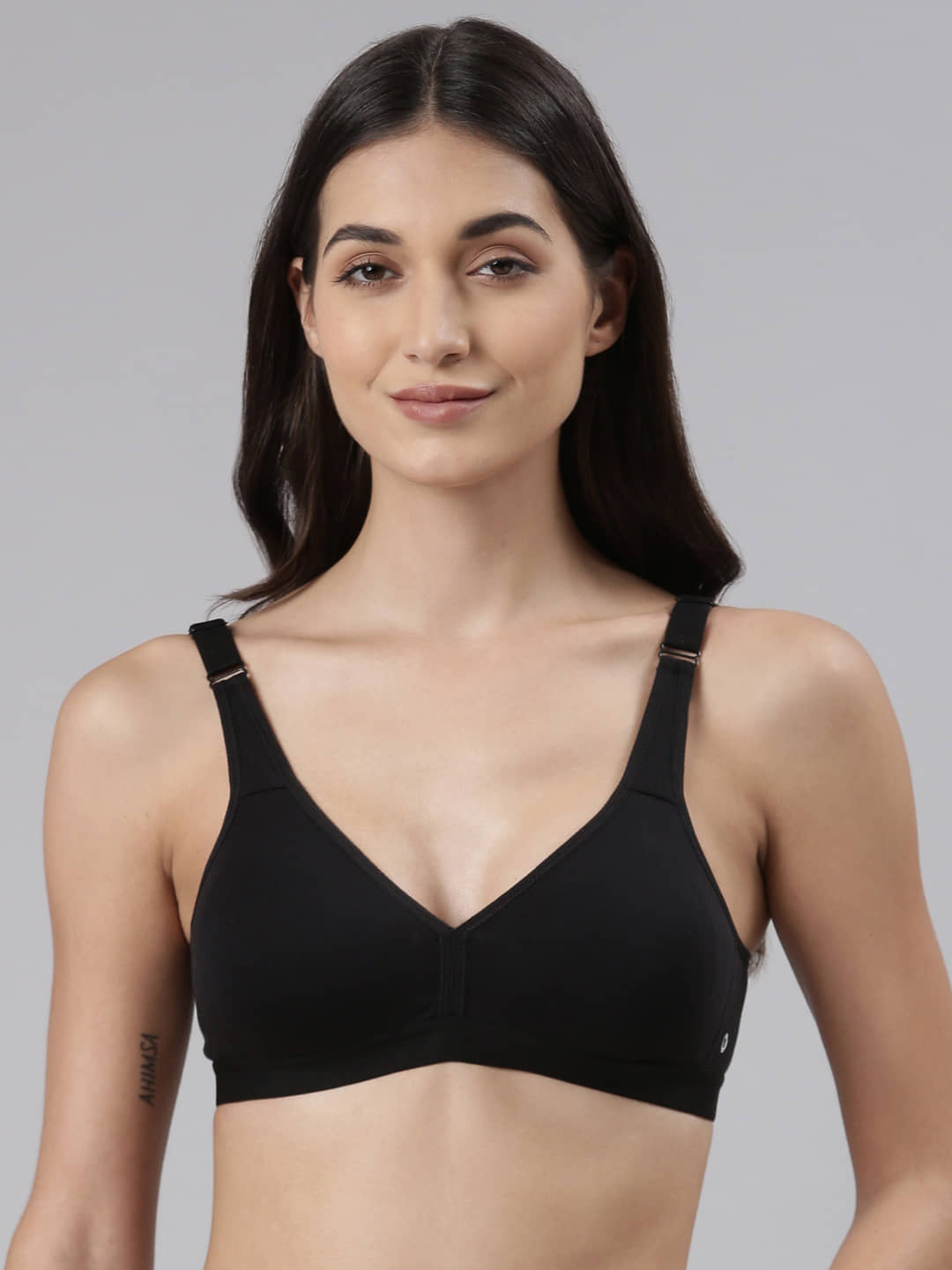 Dollar Missy - Black Cotton Blend Non Padded Women's Everyday Bra ( Pack of 1 )