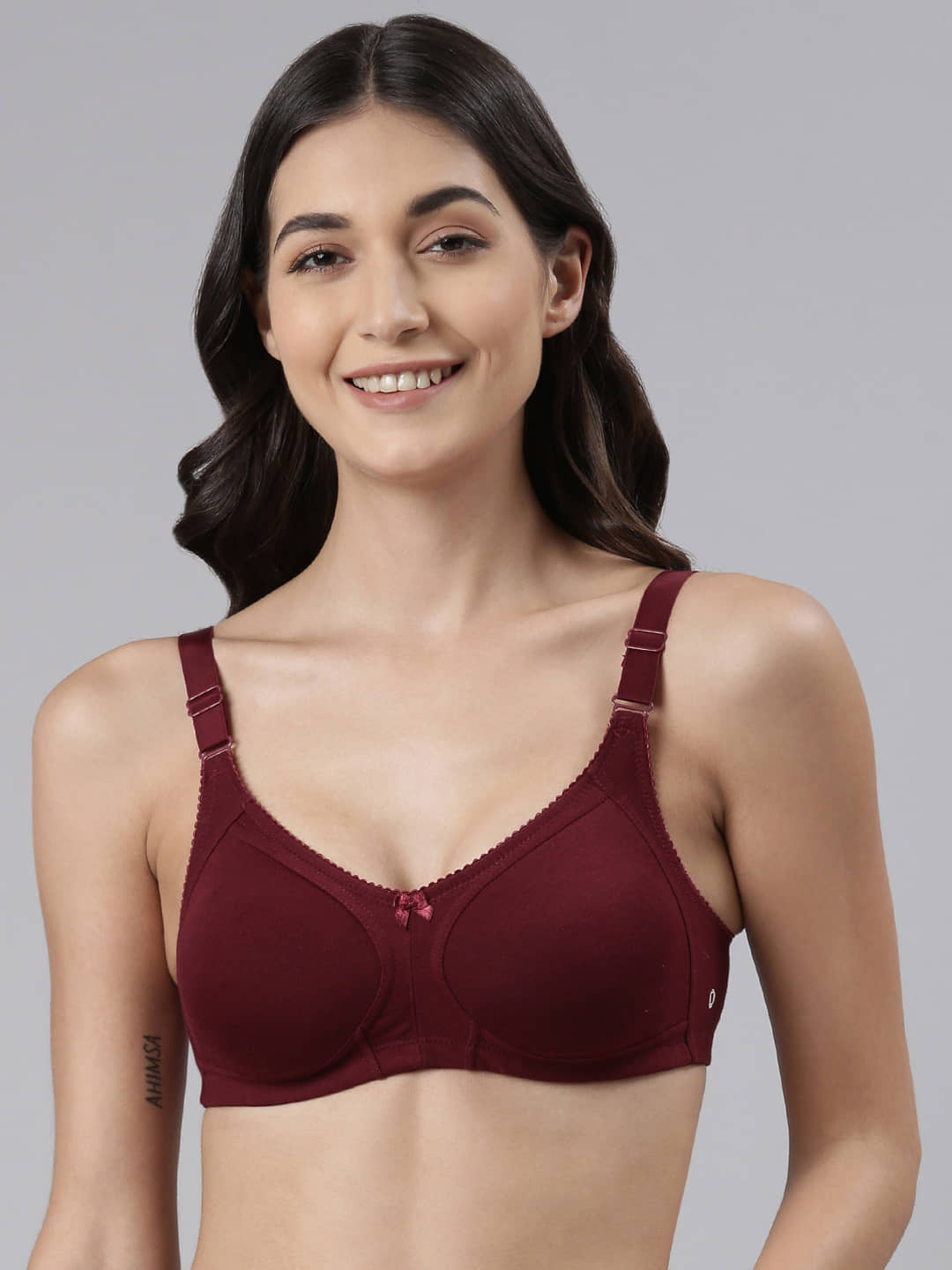 Dollar Missy - Maroon Cotton Blend Non Padded Women's Everyday Bra ( Pack of 1 )