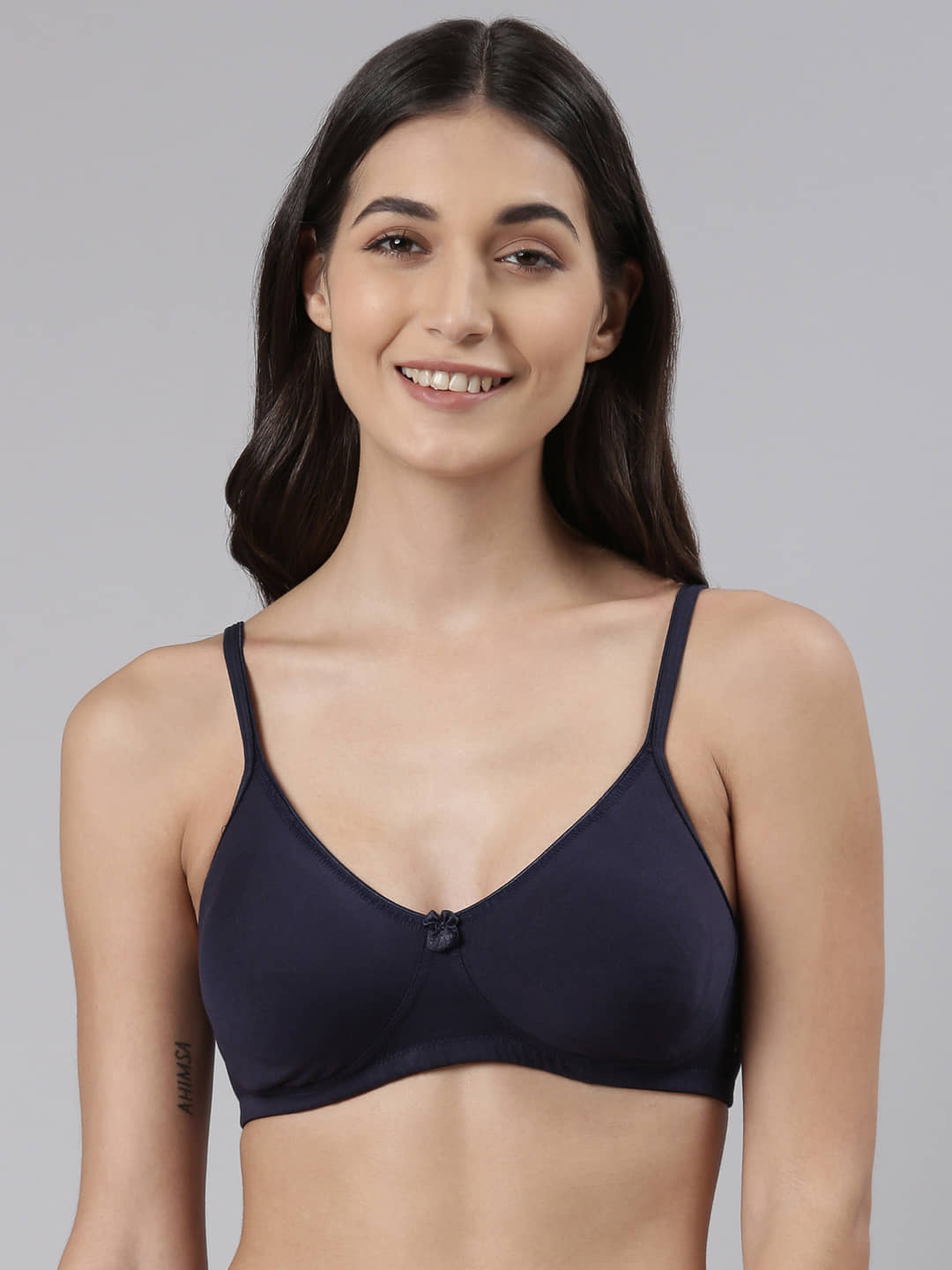 Dollar Missy - Navy Blue Cotton Blend Non Padded Women's Everyday Bra ( Pack of 1 )