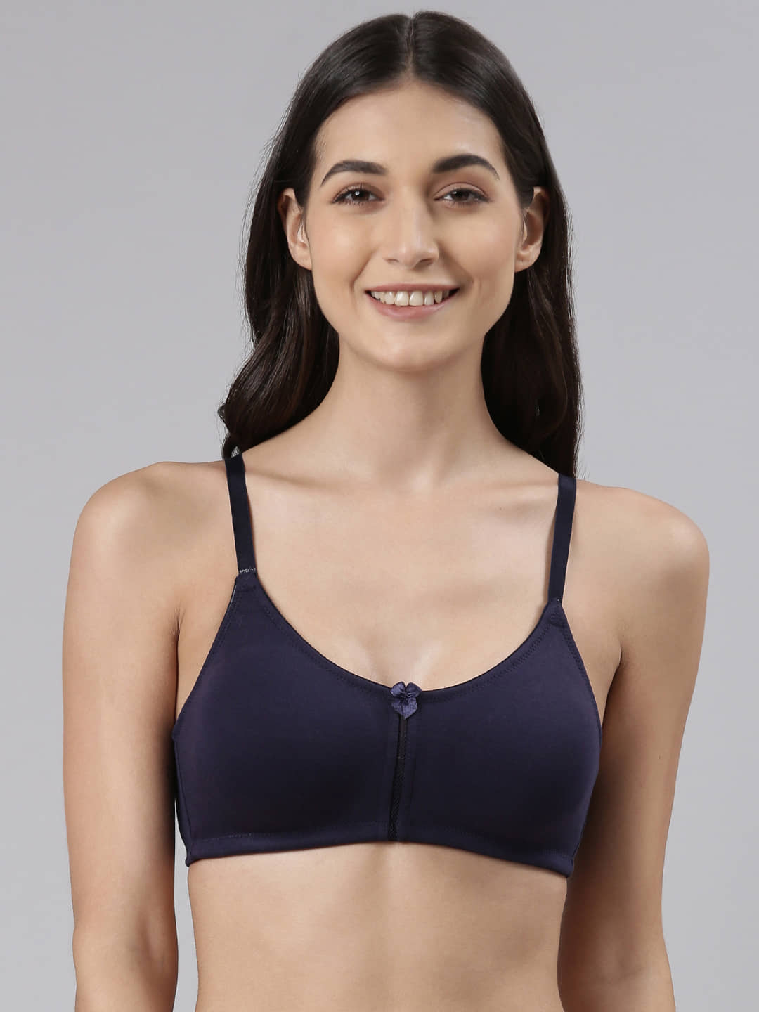 Dollar Missy - Navy Blue Cotton Non Padded Women's T-Shirt Bra ( Pack of 1 )