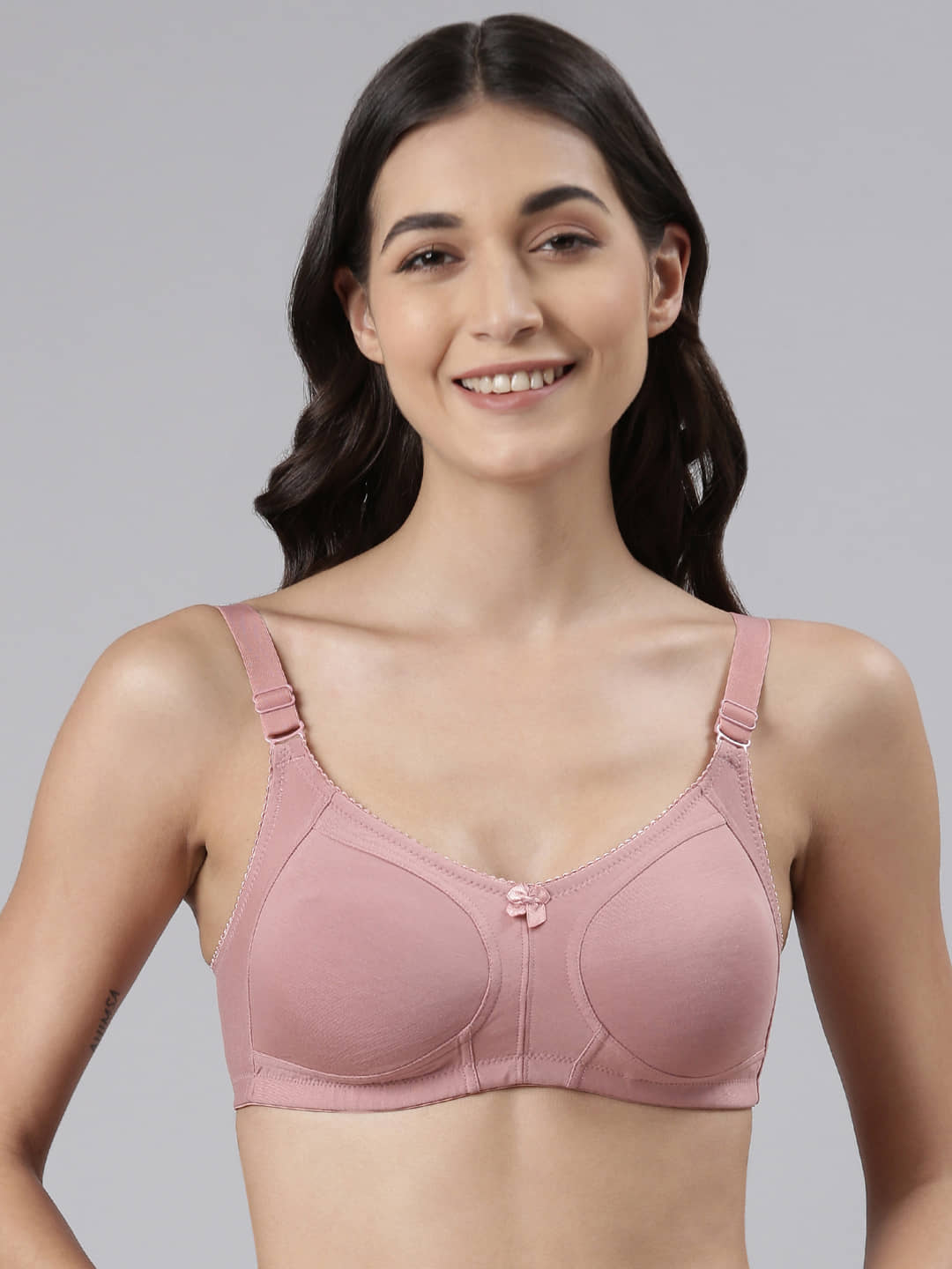 Dollar Missy - Peach Cotton Blend Non Padded Women's Everyday Bra ( Pack of 1 )
