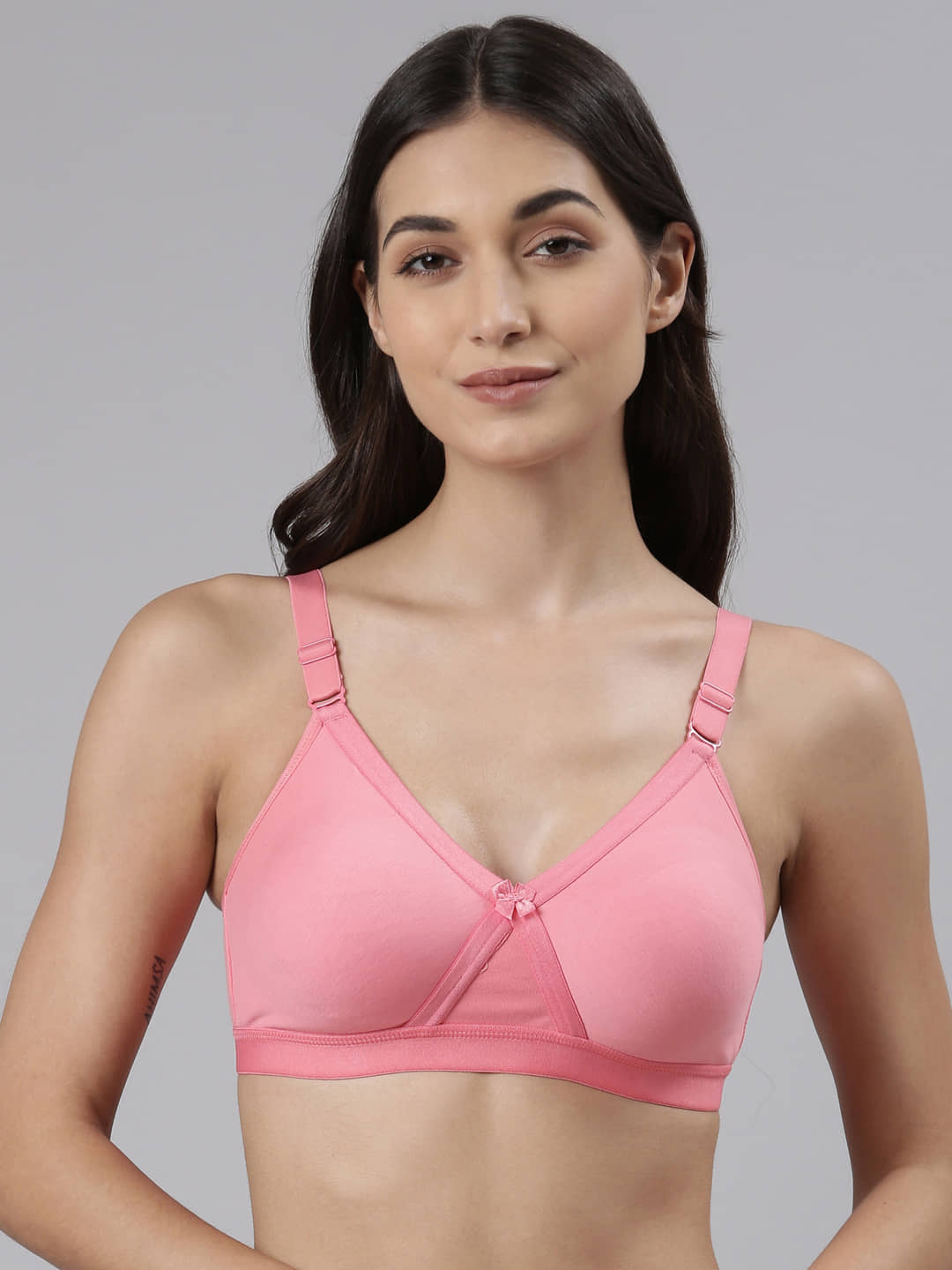 Dollar Missy - Pink Cotton Non Padded Women's T-Shirt Bra ( Pack of 1 )