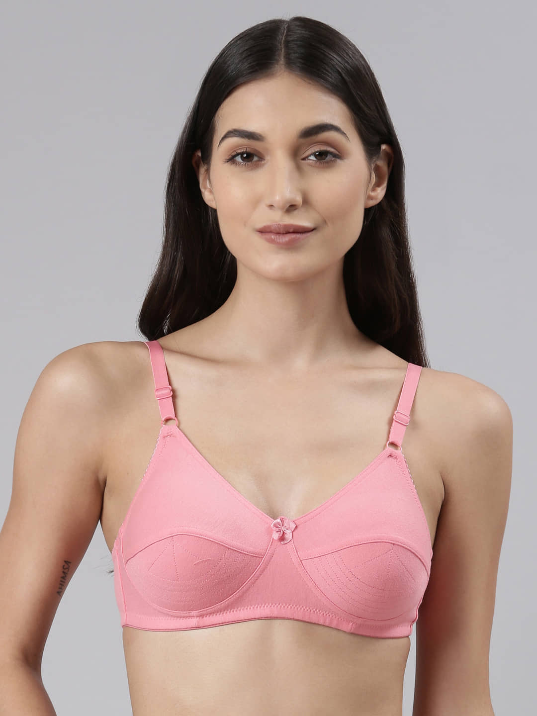 Dollar Missy - Pink Cotton Non Padded Women's Everyday Bra ( Pack of 1 )