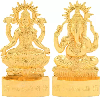     			DvR ClicK - Brass Laxmi Ganesh 10 cm Idol