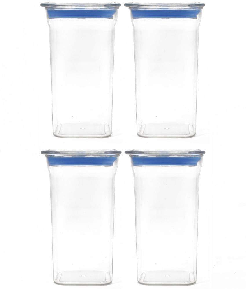     			HomeProFabiounbreakable airtight High quality transparent plastic storage container pack of 4, food-grade, Bpa-free, Square, 1500ml Blue