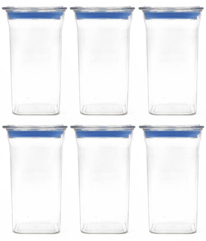     			HomeProFabiounbreakable airtight High quality transparent plastic storage container pack of 6, food-grade, Bpa-free, Square, 1500ml Blue