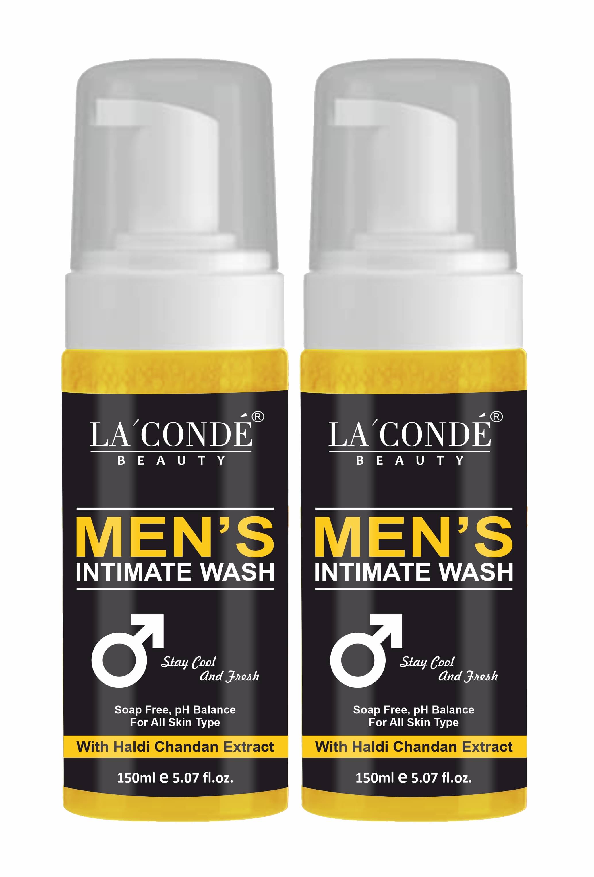     			La'Conde Reduce Bad Odour with Haldi Chandan Extract Men's Intimate Wash Yellow 150 Pcs Pack of 2
