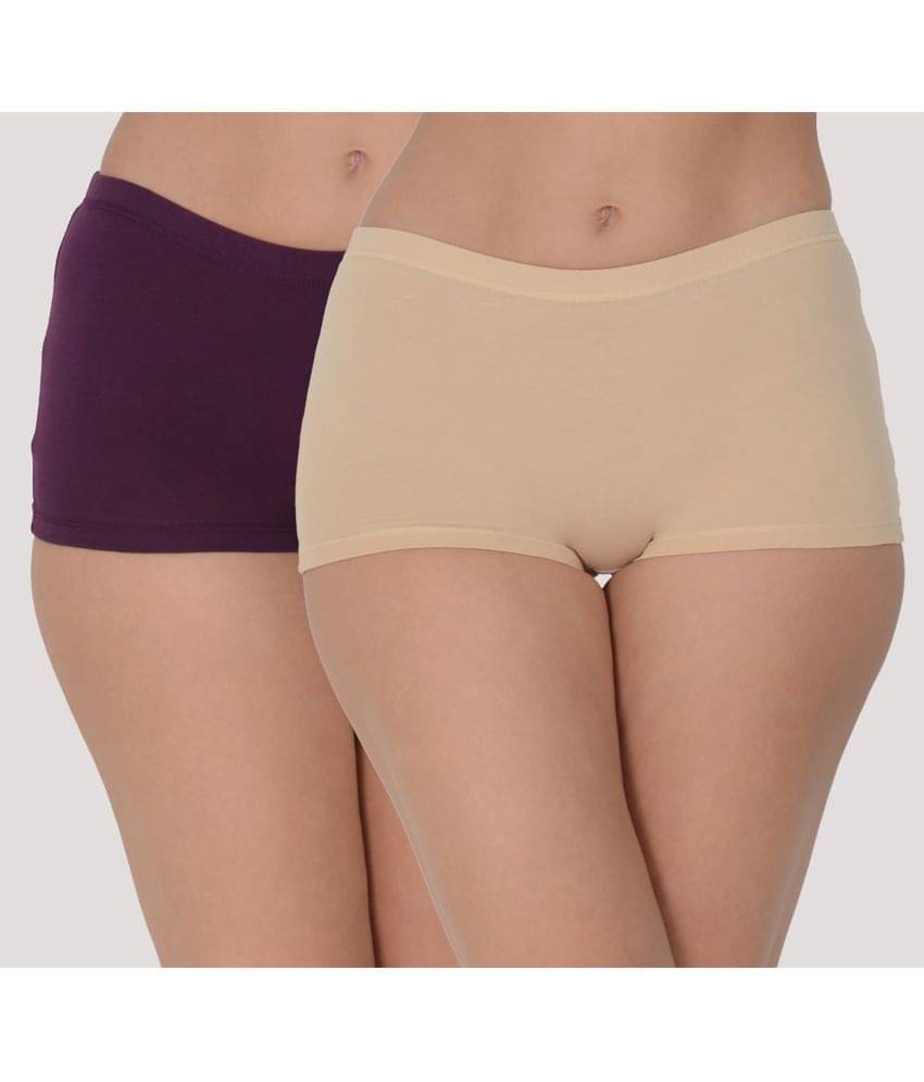     			Leading Lady Pack of 2 Denim Solid Women's Boy Shorts ( Purple )
