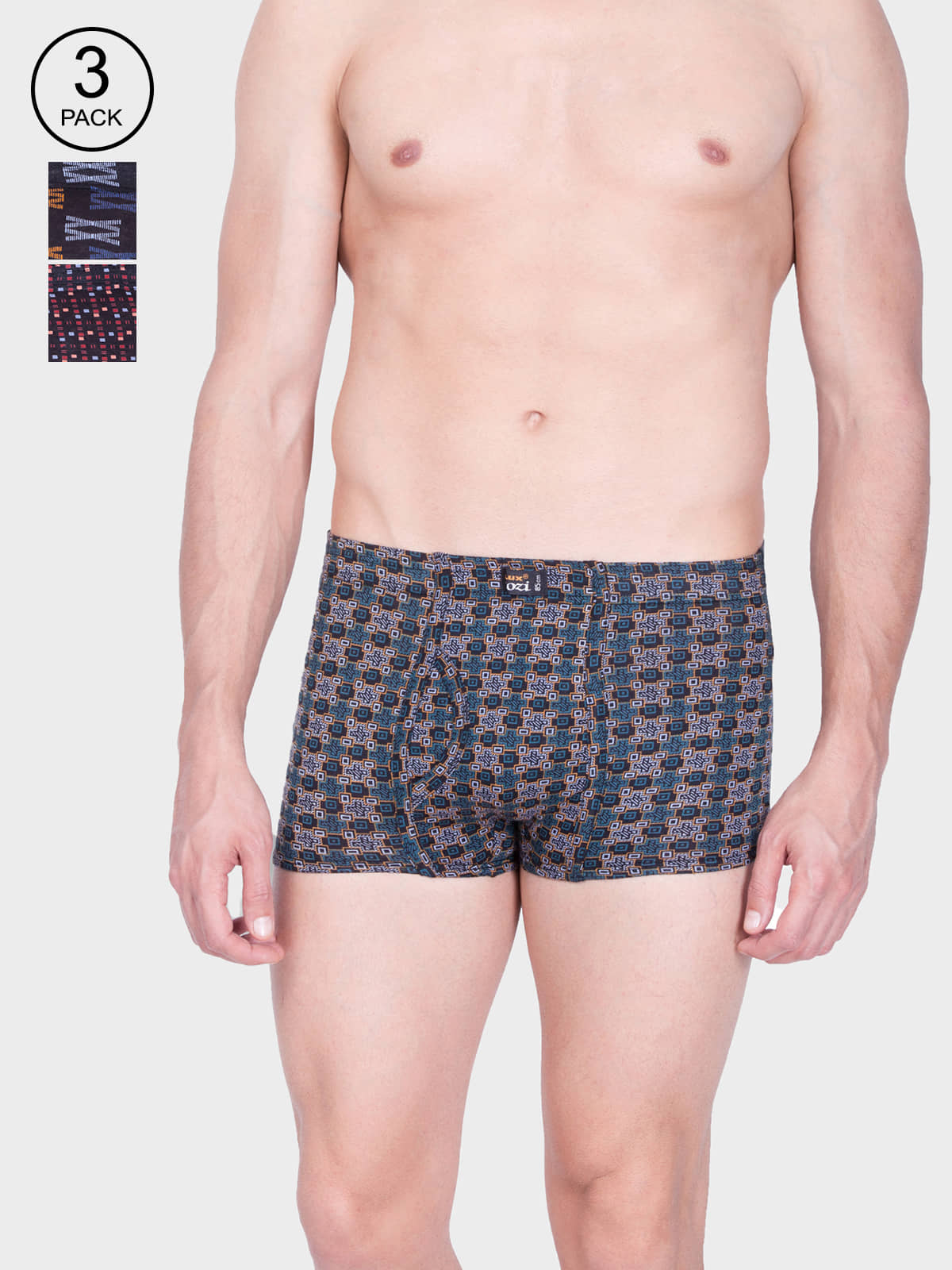 Pack of 3 Lux Cozi - Multicolor Cotton Men's Trunks