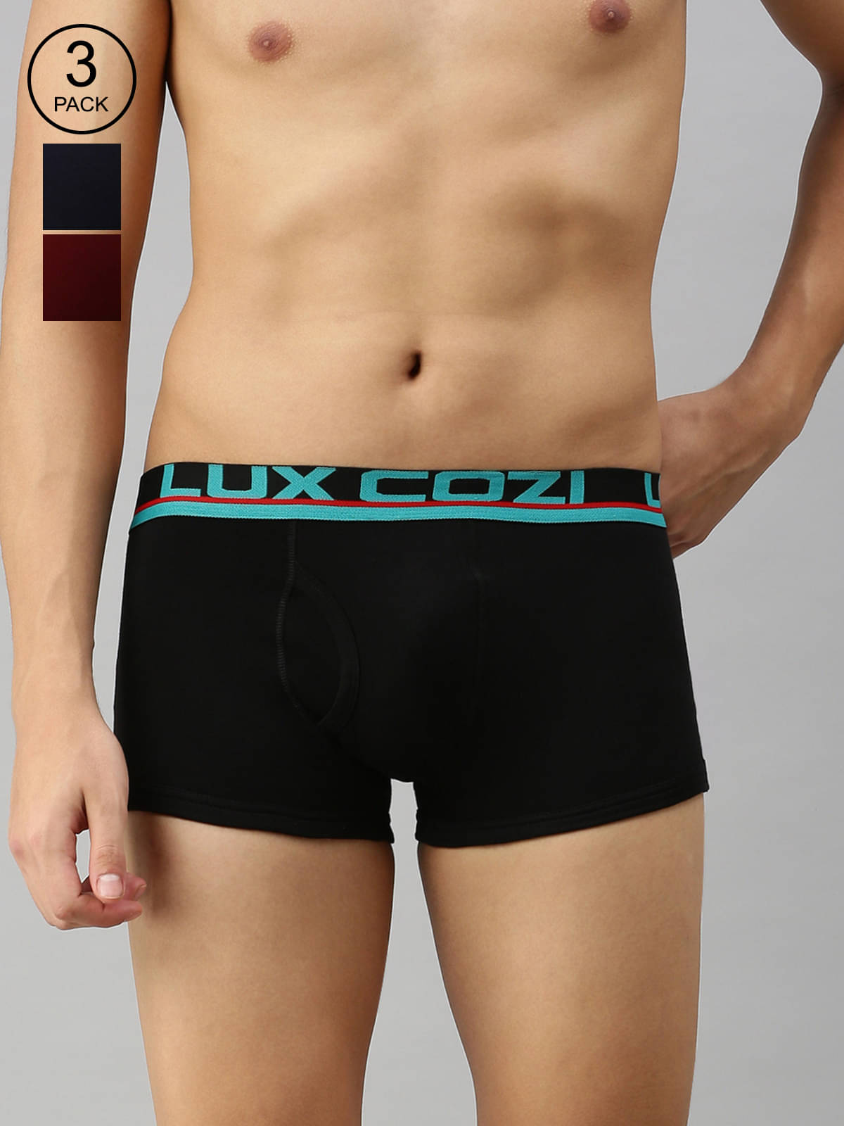 Pack of 3 Lux Cozi - Multicolor Xylo Trunk Cotton Men's Trunks     			Pack of 3 Lux Cozi - Multicolor Xylo Trunk Cotton Men's Trunks