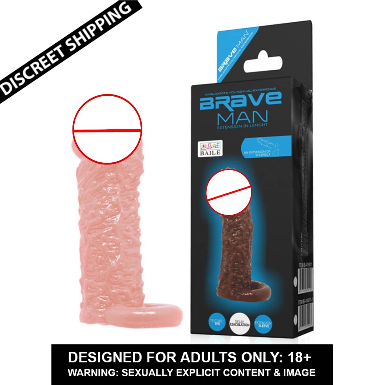 Naughty World Baile 5 inch Dotted Penis Sleeve Washable & Reusable Delay & Extra Time Penis Sleeve For Men