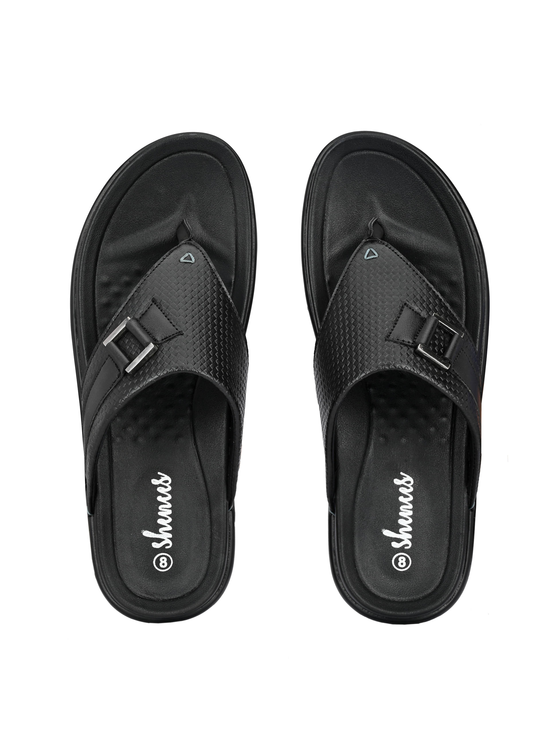     			SHENCES - Black Men's Leather Slipper