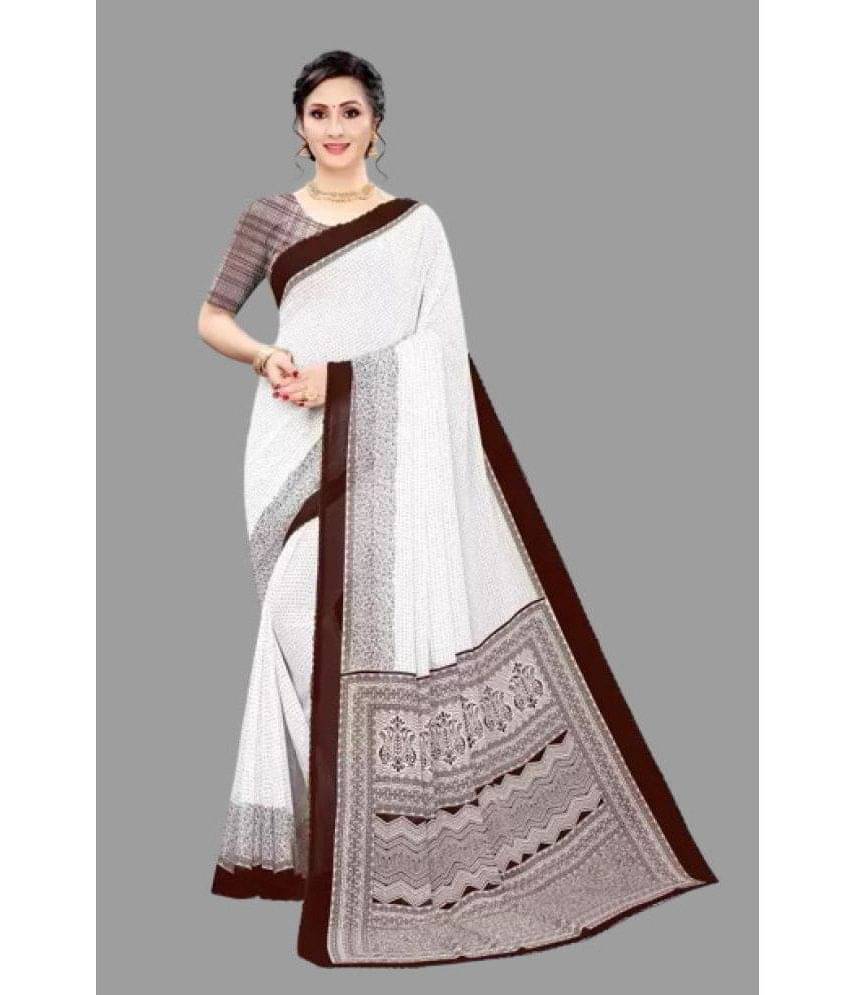 Sanjana Silks Georgette Printed Saree With Unstitched Blouse Piece ( White ) Sanjana Silks Georgette Printed Saree With Unstitched Blouse Piece ( White )