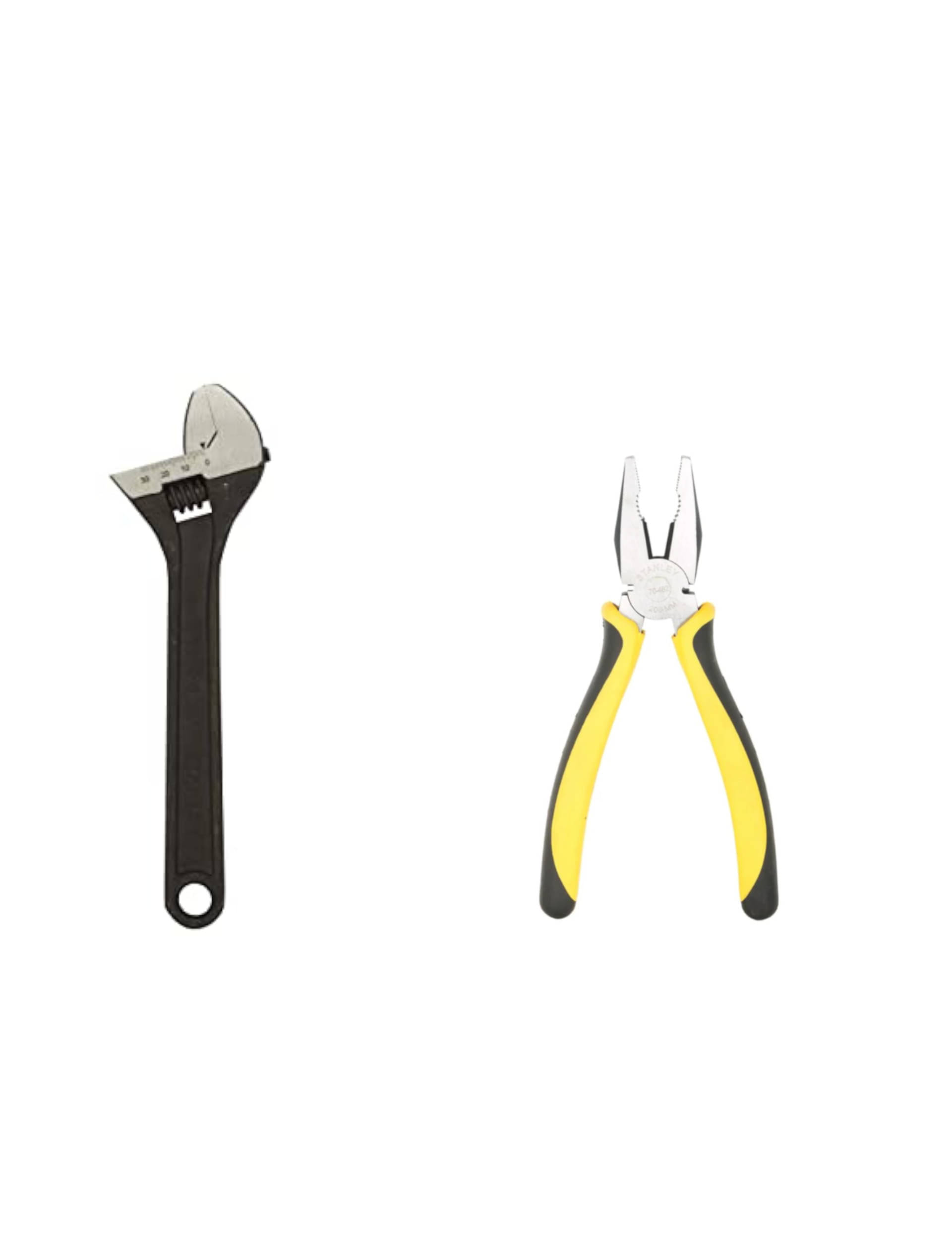     			Stanley 2 Hand Tool Combo Adjustable Wrench 250Mm-10" (Stmt74895-8)/8" Combination Plier, Bi-Material (70-482)