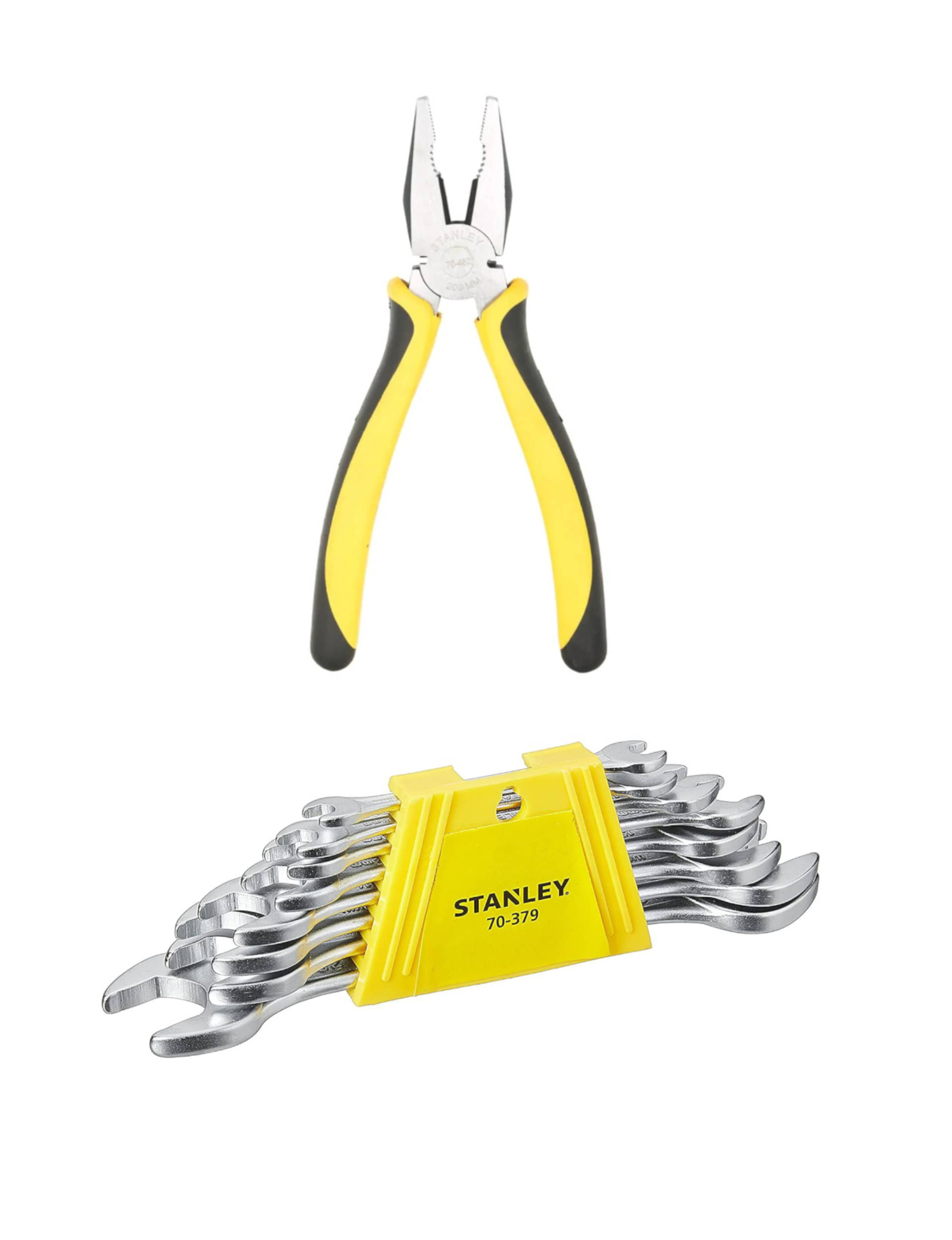     			Stanley 2 Hand Tool Combo Double Open End Spanner Set 6X7 To 20X22(70-379E)/ 8" Combination Plier, Bi-Material (70-482)