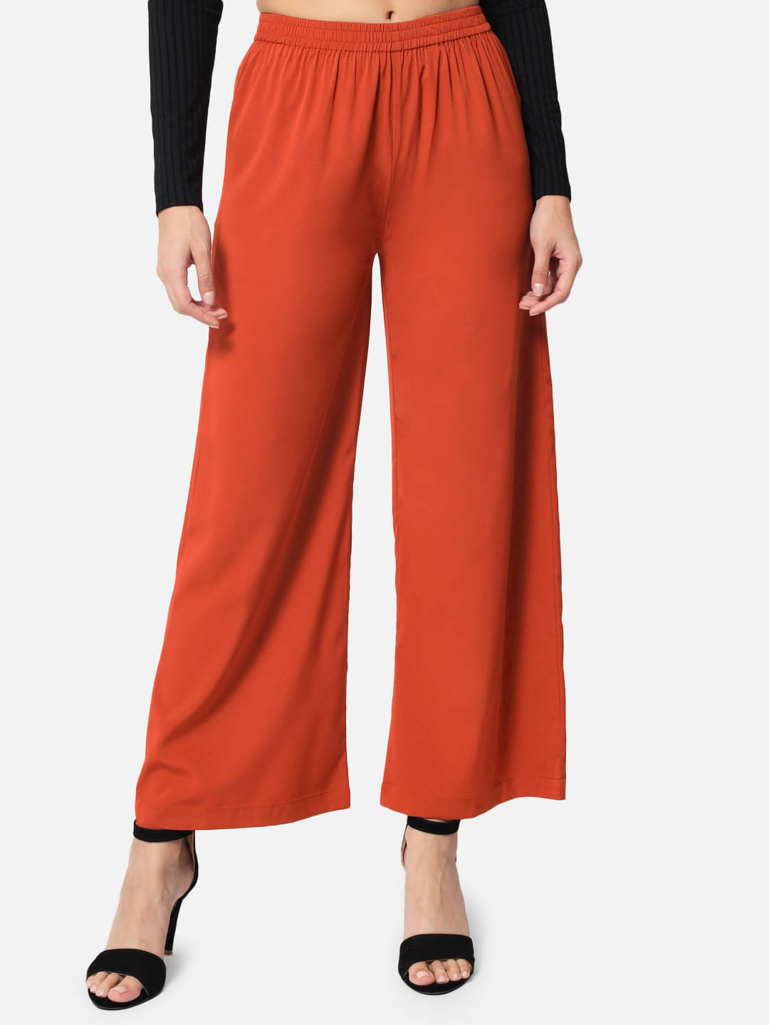 ALL WAYS YOU - Fluorescent Orange Polyester Straight Women's Palazzos ( Pack of 1 ) ALL WAYS YOU - Fluorescent Orange Polyester Straight Women's Palazzos ( Pack of 1 )