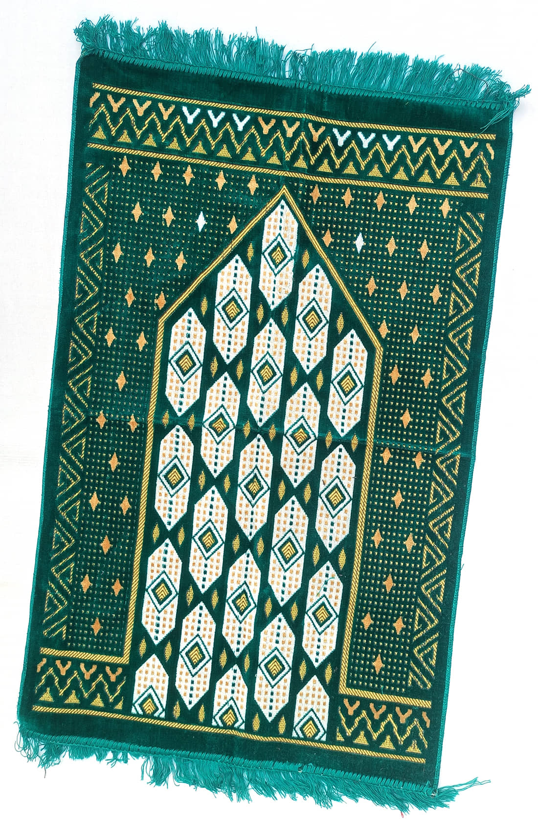 ALRAZA LOOMS Green Single Anti-skid Velvet Prayer Mat ( 110 X 70 cm )