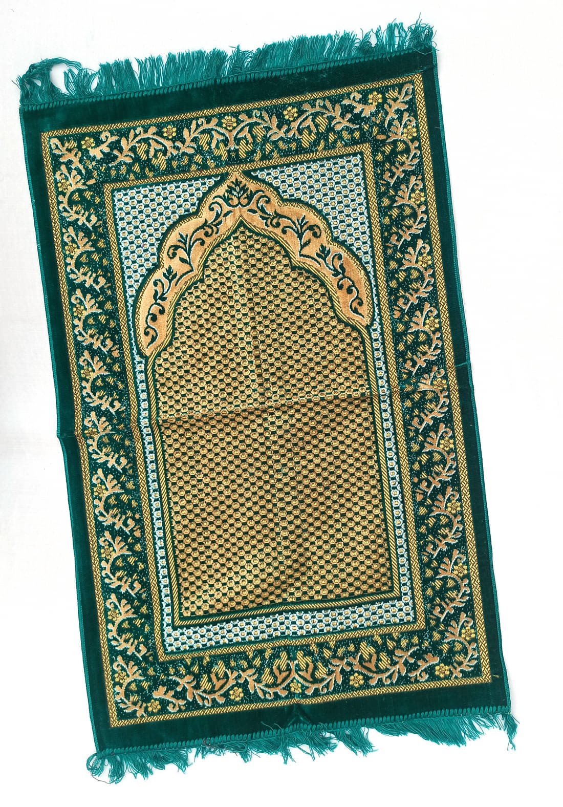     			ALRAZA LOOMS Green Single Anti-skid Velvet Prayer Mat ( 110 X 70 cm )