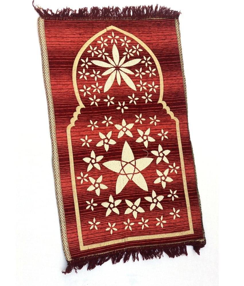 ALRAZA LOOMS Red Single Anti-skid Cotton Prayer Mat ( 110 X 70 cm ) ALRAZA LOOMS Red Single Anti-skid Cotton Prayer Mat ( 110 X 70 cm )