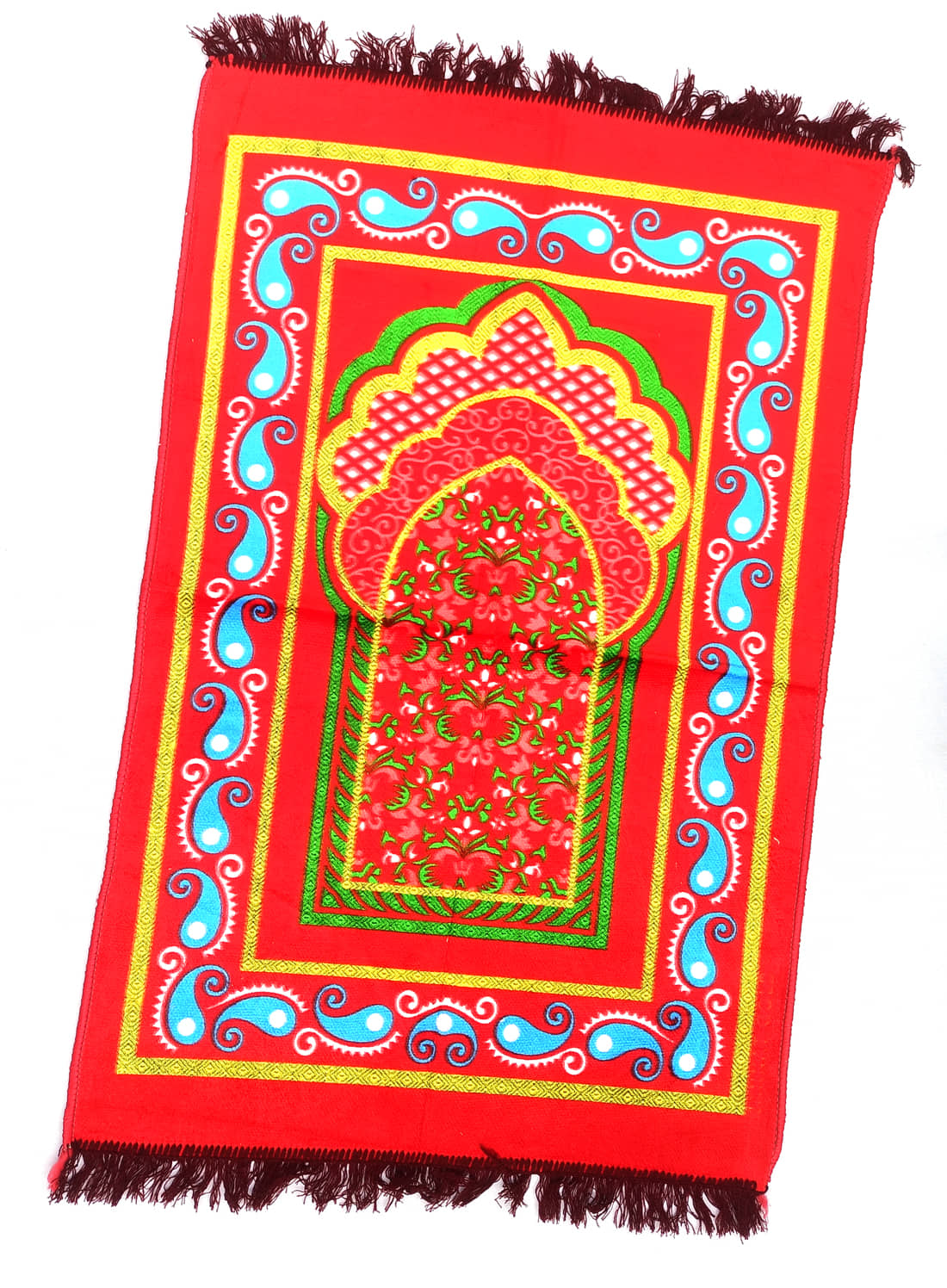 ALRAZA LOOMS Red Single Anti-skid Velvet Prayer Mat ( 110 X 70 cm )