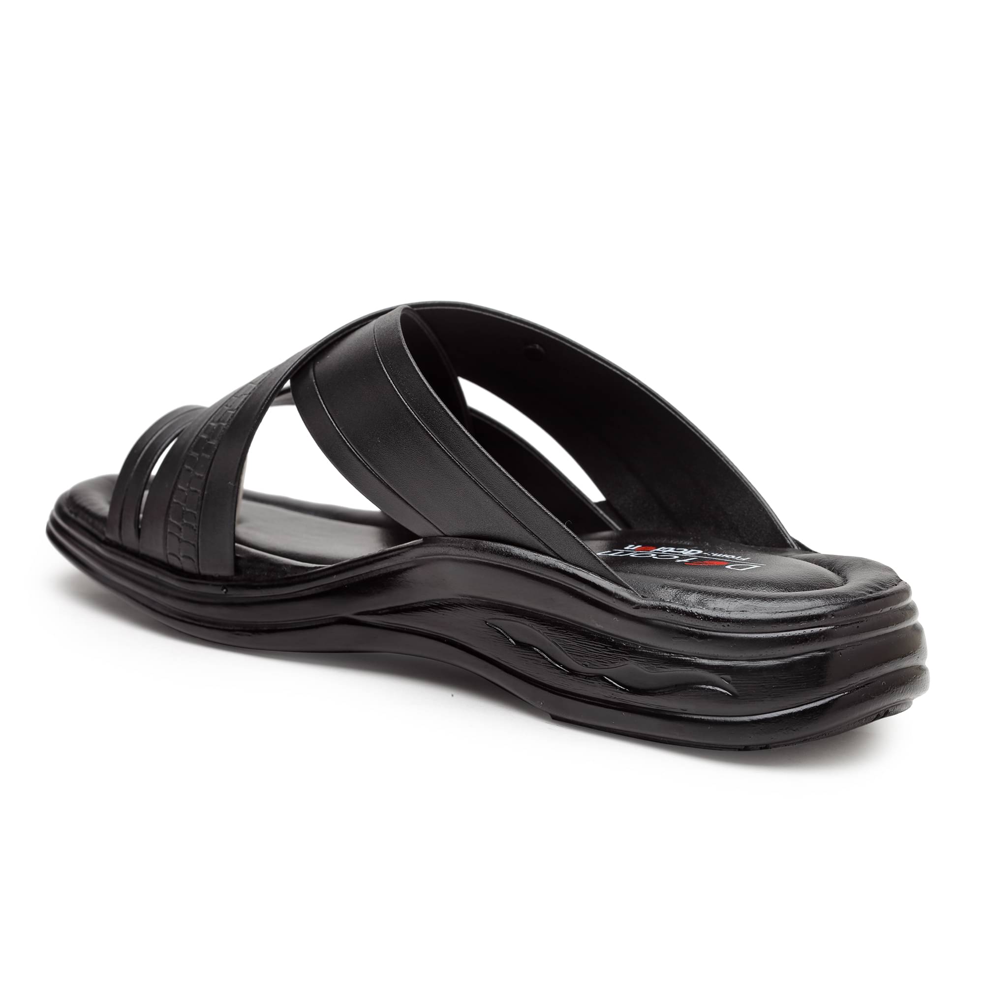 Action - Black Men's Leather Slipper - Image 3