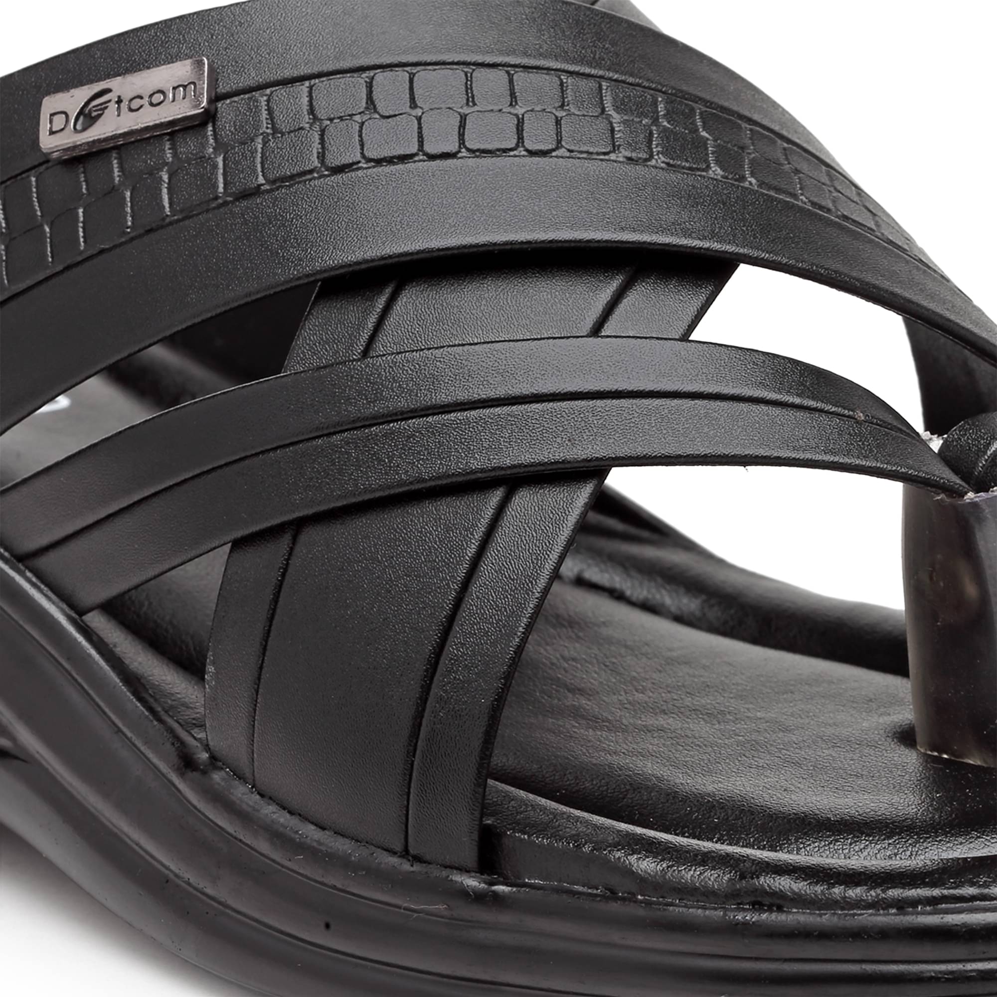 Action - Black Men's Leather Slipper - Image 5