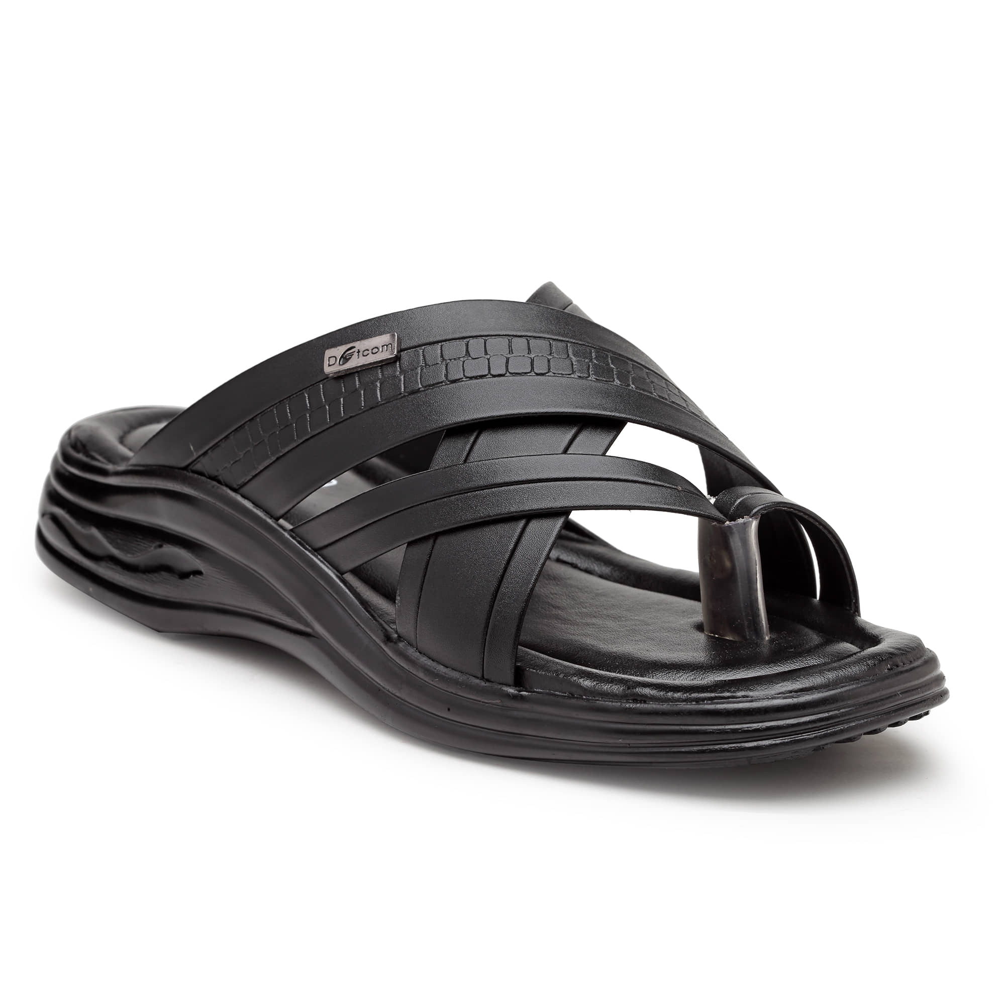 Action - Black Men's Leather Slipper