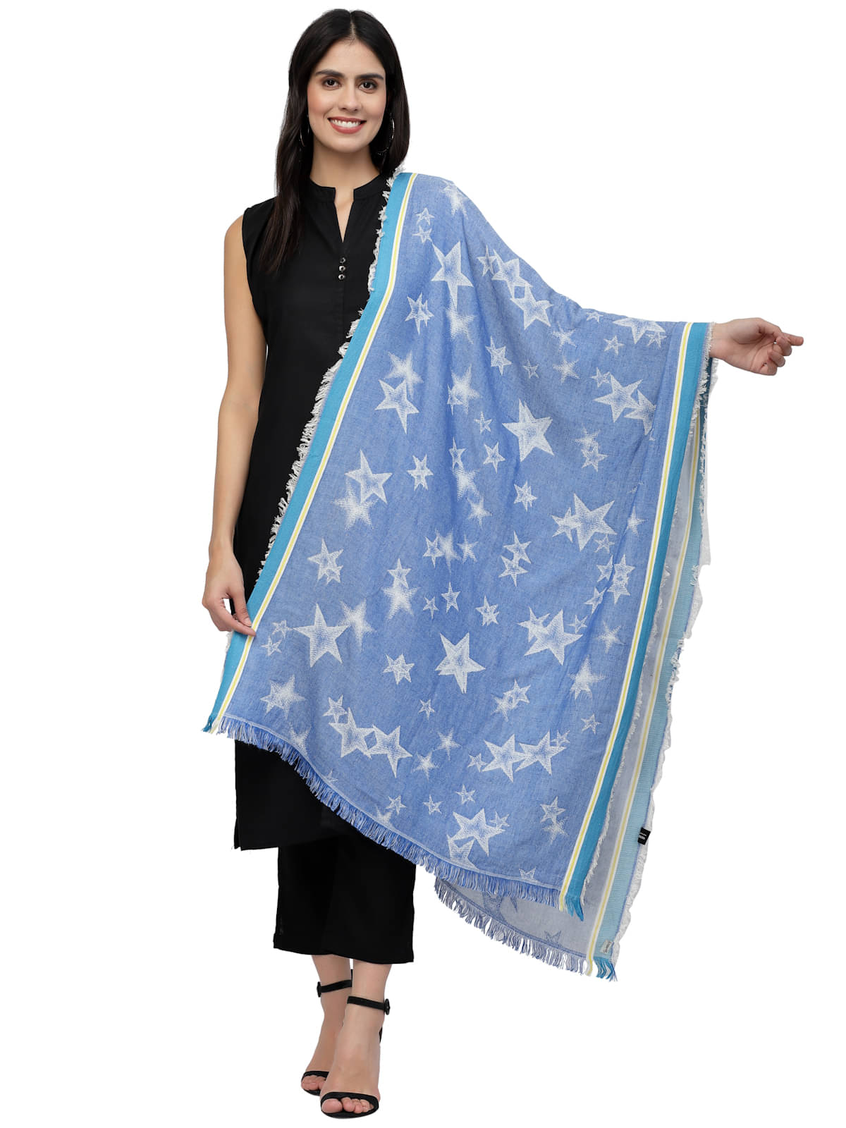     			Anekaant Blue Self Design Shawl - ( Pack of 1 )