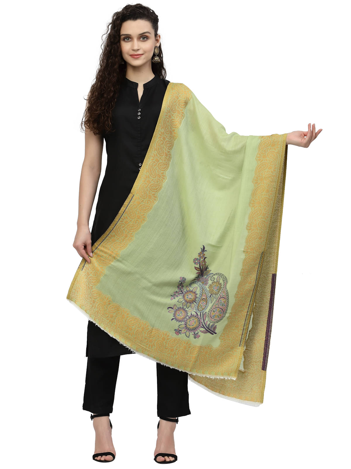 Anekaant Green Self Design Shawl - ( Pack of 1 ) Anekaant Green Self Design Shawl - ( Pack of 1 )
