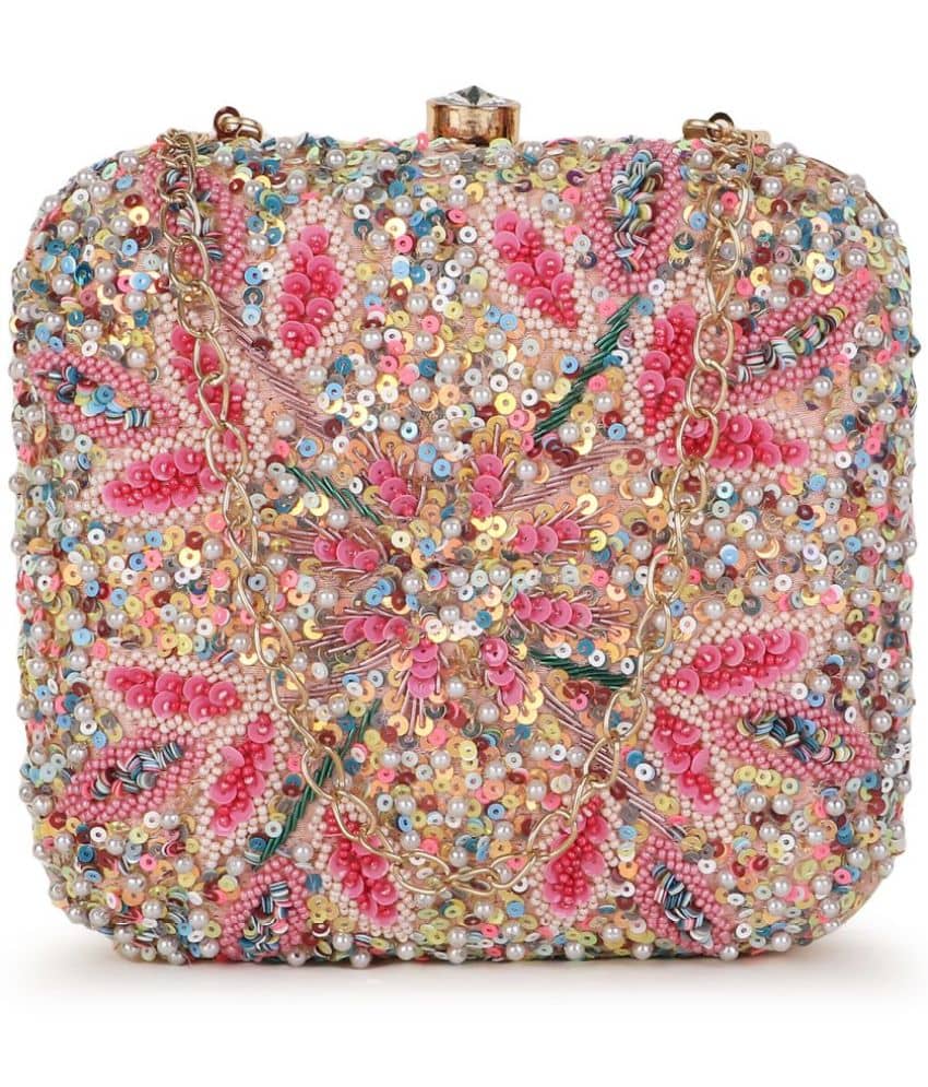 Anekaant - Pink Fabric Box Clutch - Handbags | Buy online on ZillyBuy